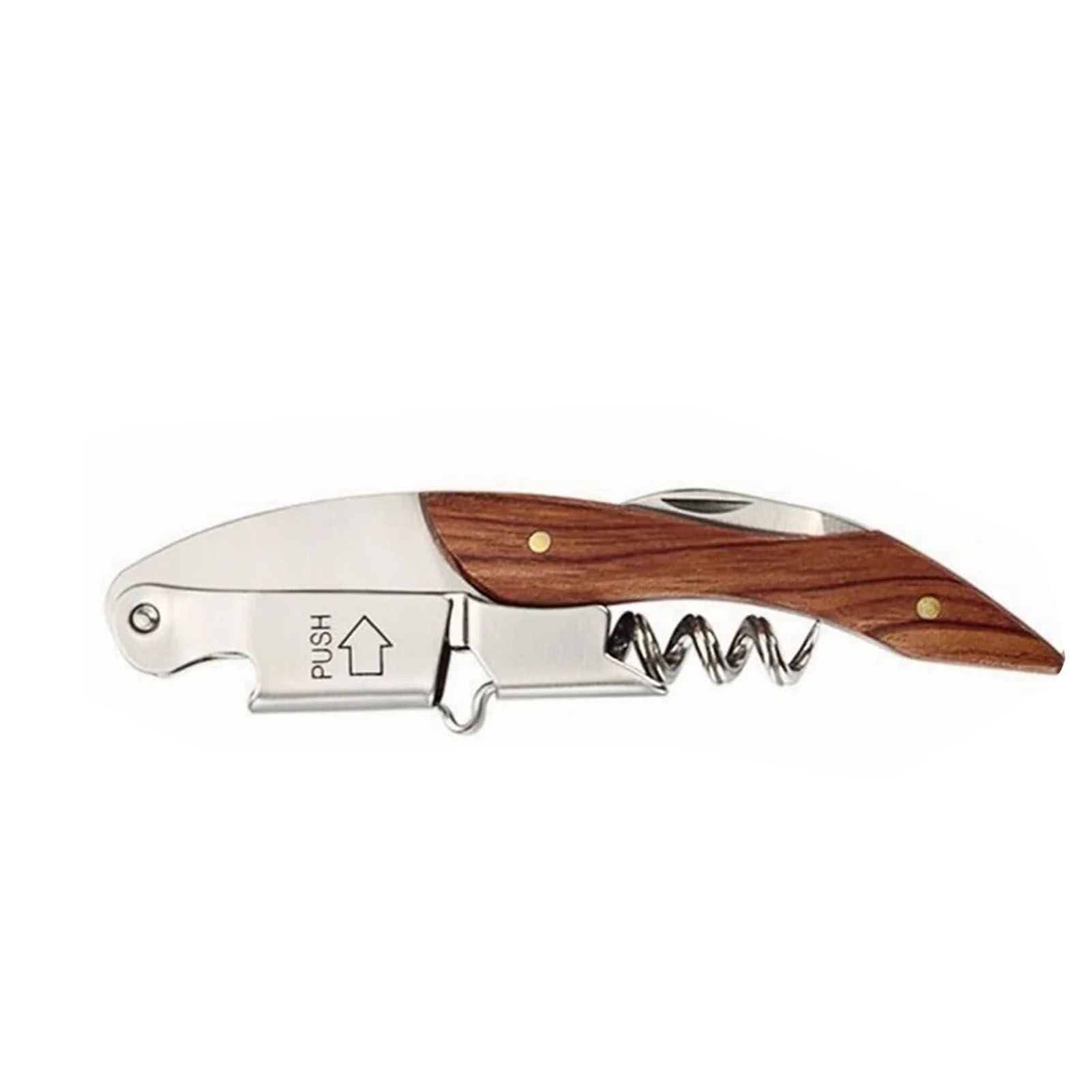 Wine Bottle Opener Corkscrew Stainless Steel Wood Easy Grip Portable Tool for Home view 4