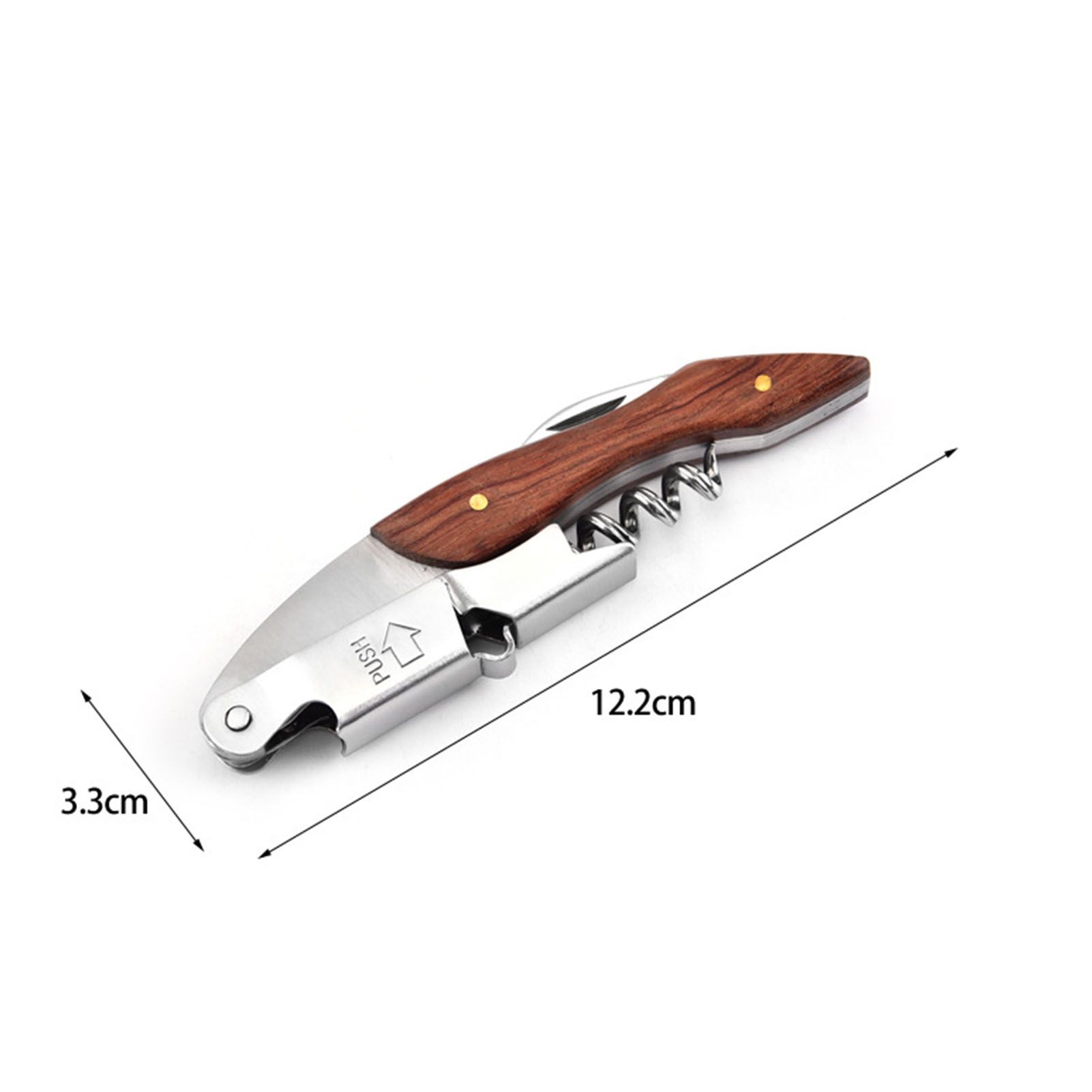 Wine Bottle Opener Corkscrew Stainless Steel Wood Easy Grip Portable Tool for Home view 5