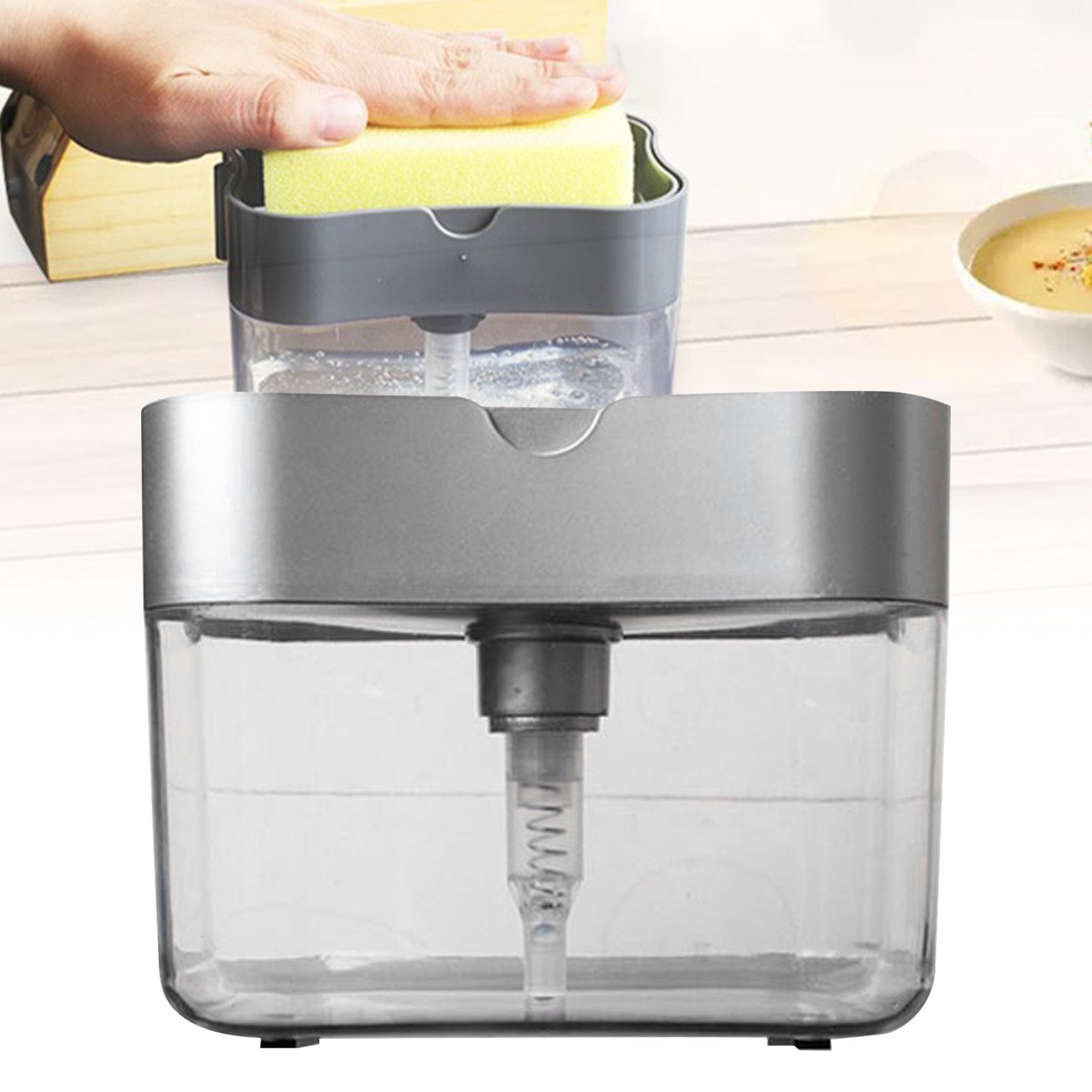 Detergent Liquid Press Dispenser Box Dishwashing Soap Automatic Outlet Kitchen view 5