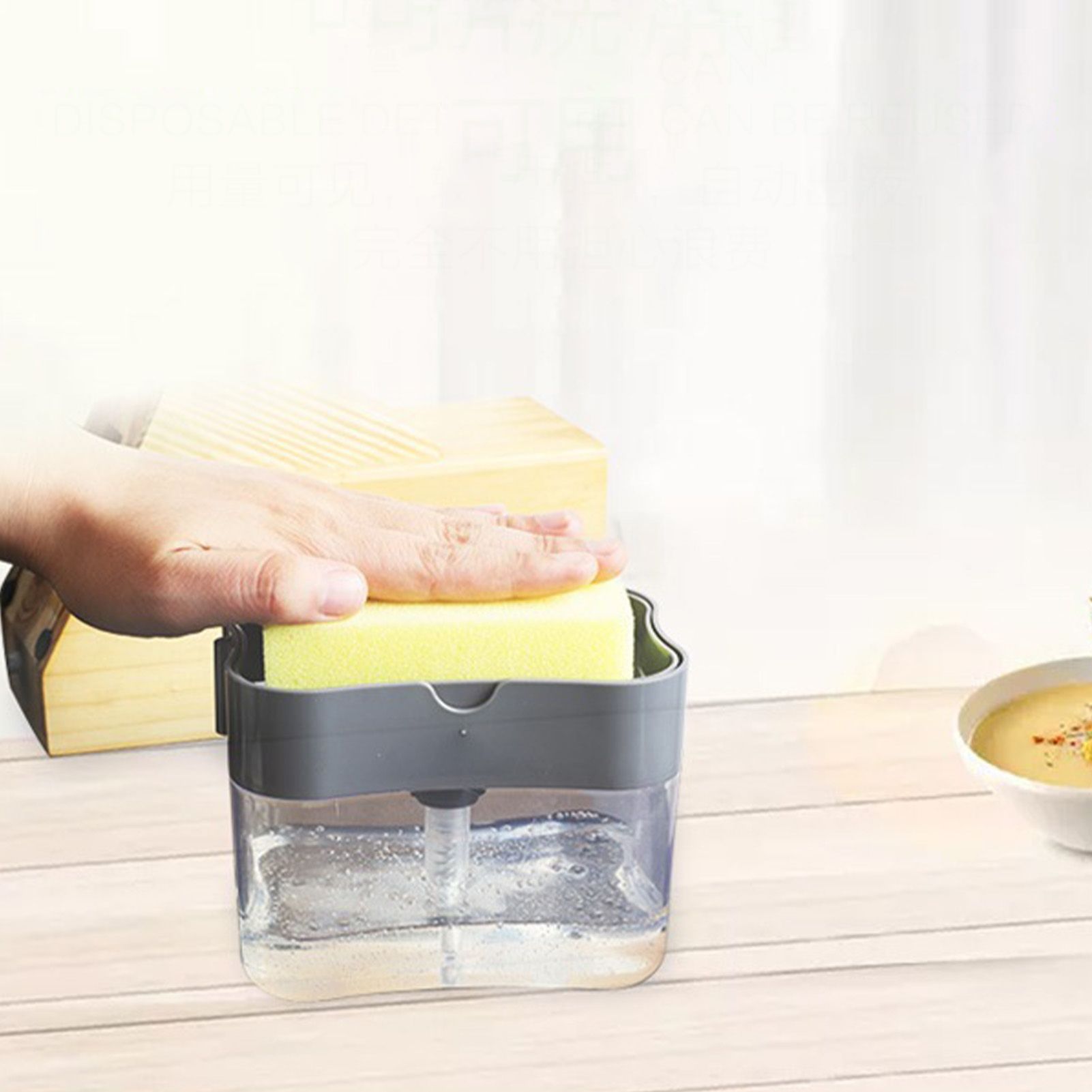 Detergent Liquid Press Dispenser Box Dishwashing Soap Automatic Outlet Kitchen view 11