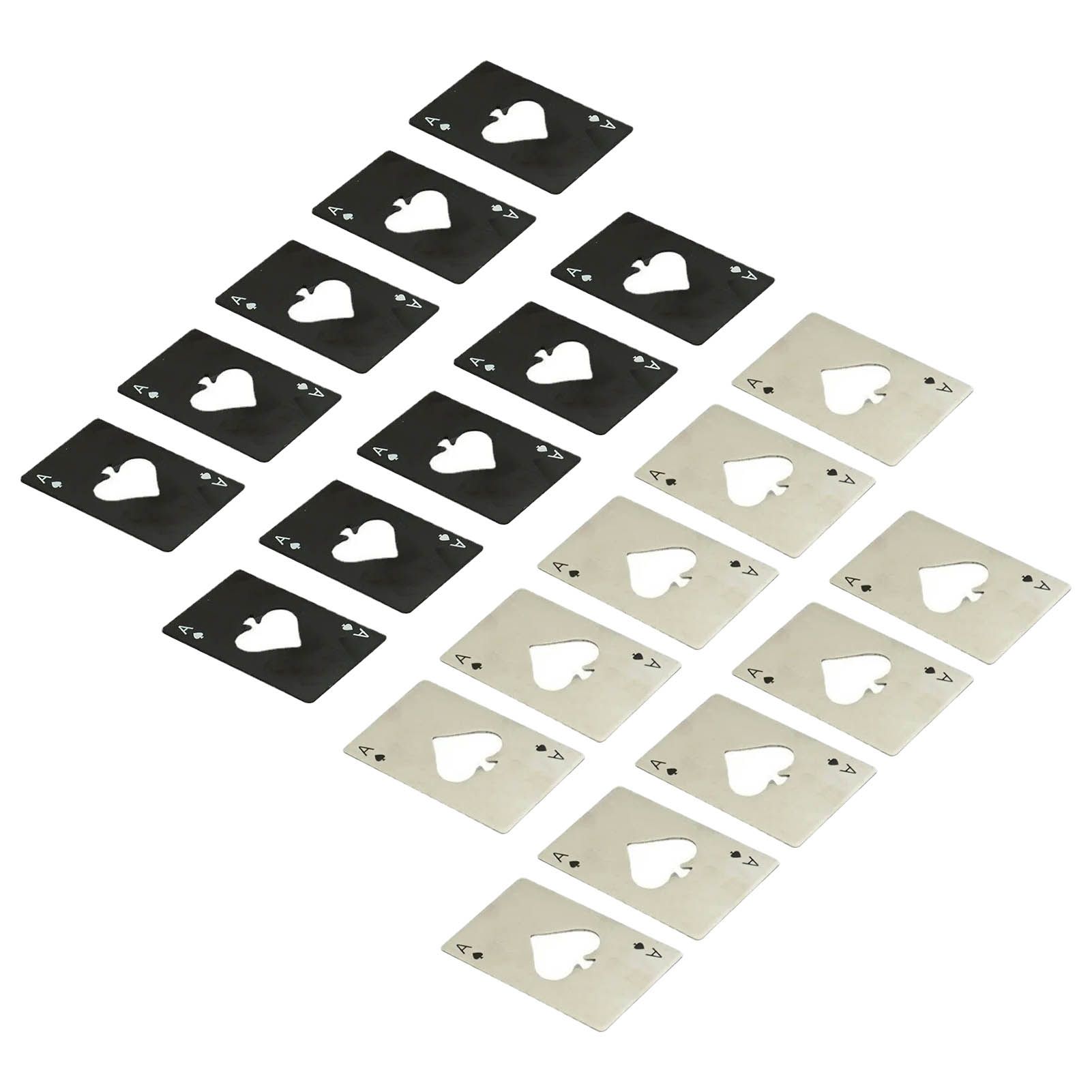 20 Pcs Poker Card Bottle Opener Beer Openers Stainless Steel Black Silver Cup