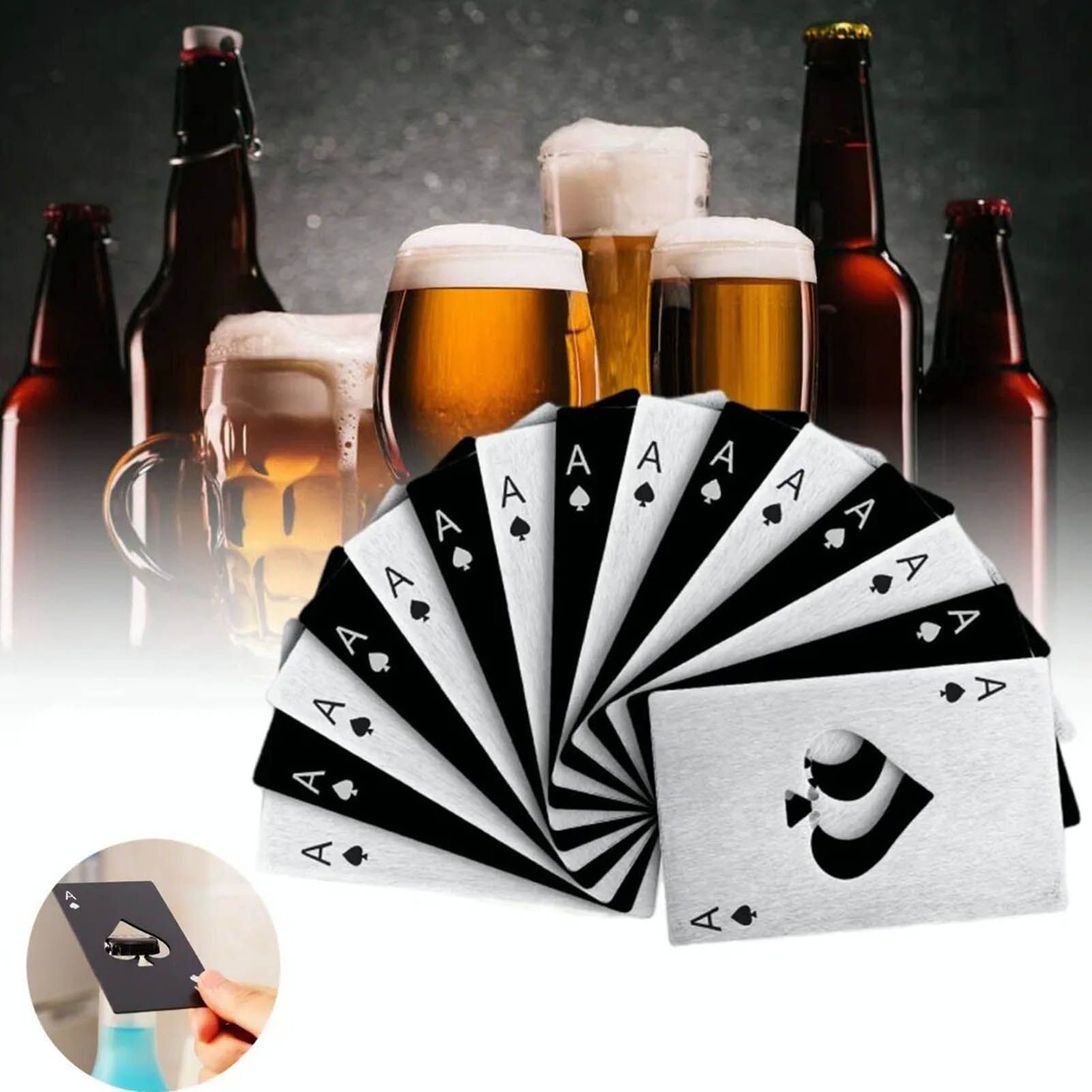 20 Pcs Poker Card Bottle Opener Beer Openers Stainless Steel Black Silver Cup view 12