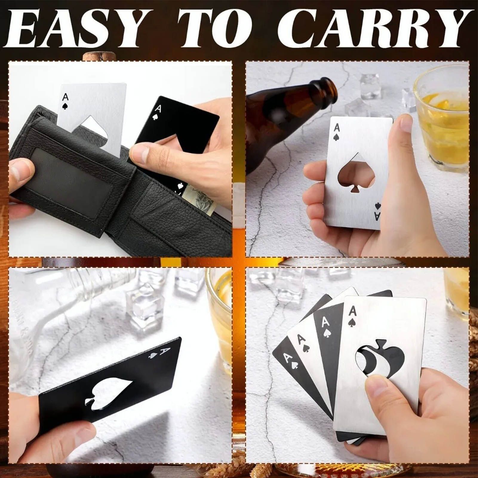 20 Pcs Poker Card Bottle Opener Beer Openers Stainless Steel Black Silver Cup view 13