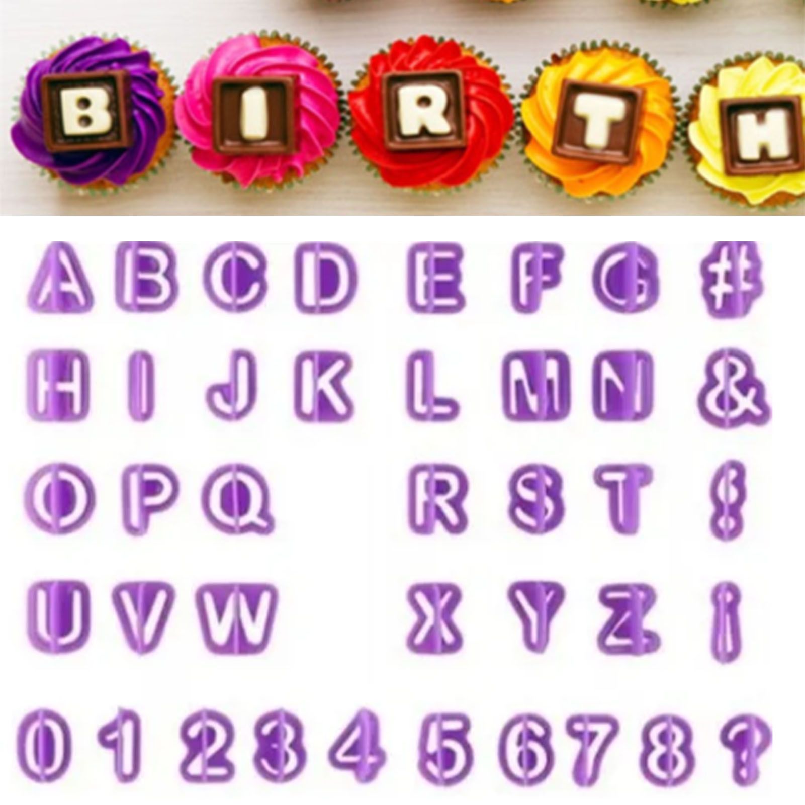 40pcs Numeral Alphabetic Cake Stencils Semiotic Food Grade Plastic Cake Topper view 5