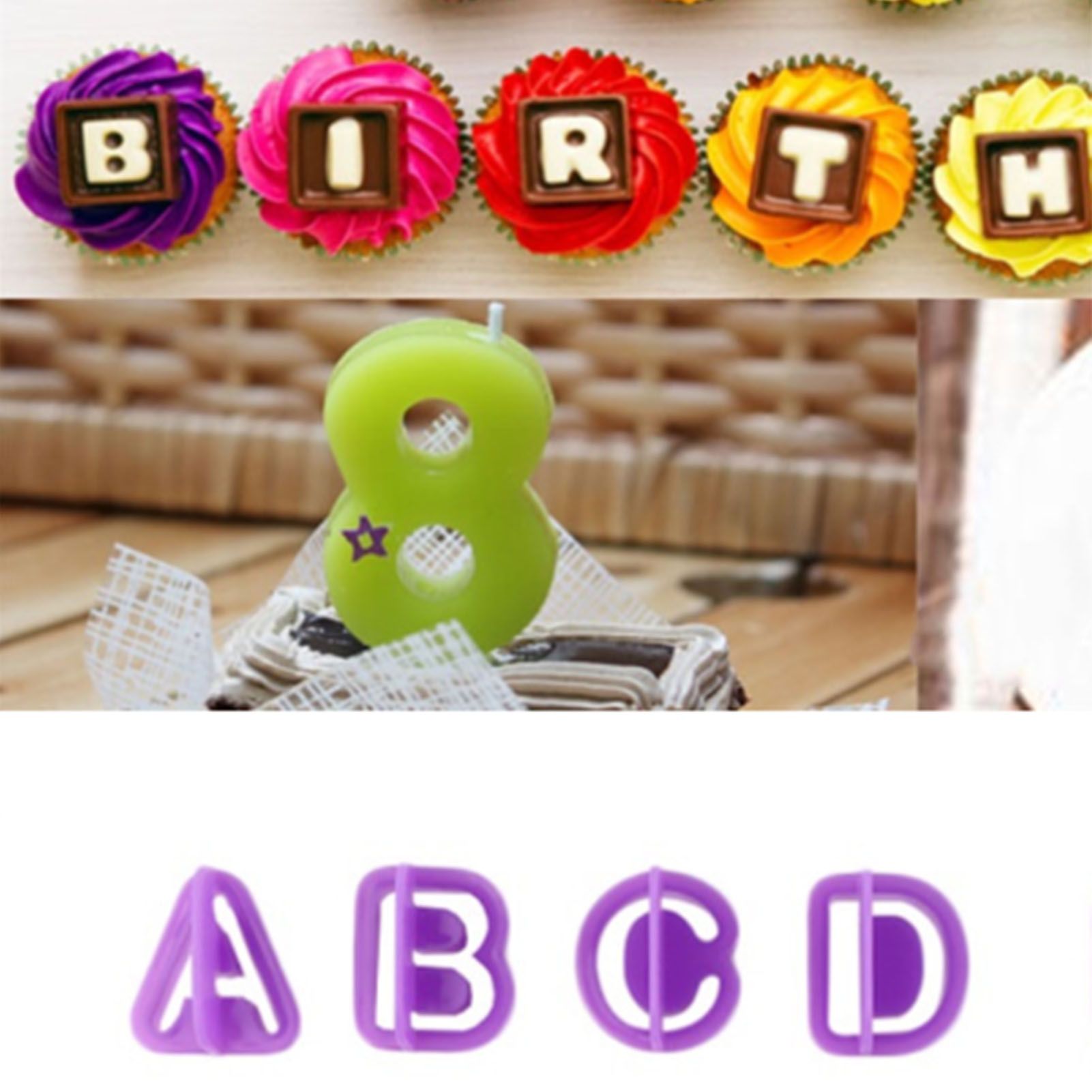 40pcs Numeral Alphabetic Cake Stencils Semiotic Food Grade Plastic Cake Topper view 10
