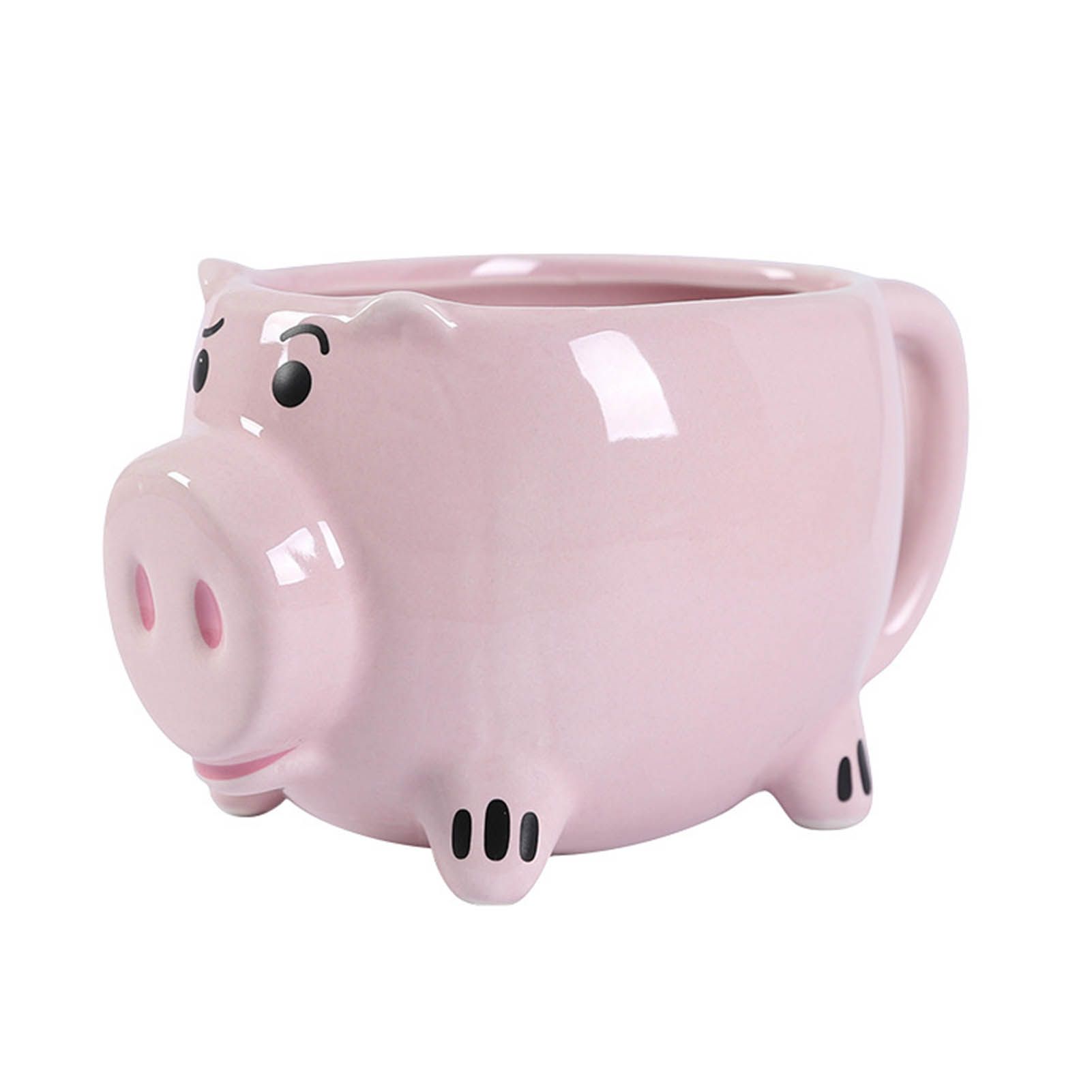 Ceramic Coffee Mug Wide Mouth Piggy Cute Water Cup with Handle for Home Cafe