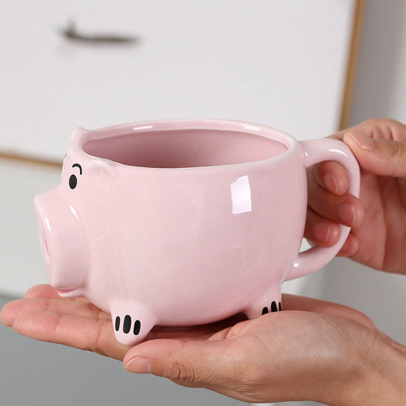 Ceramic Coffee Mug Wide Mouth Piggy Cute Water Cup with Handle for Home Cafe view 6