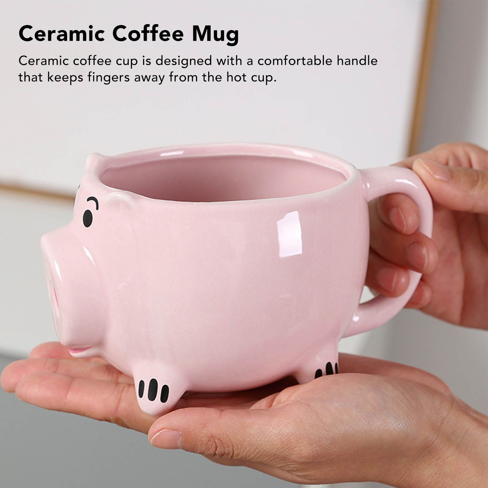 Ceramic Coffee Mug Wide Mouth Piggy Cute Water Cup with Handle for Home Cafe view 10