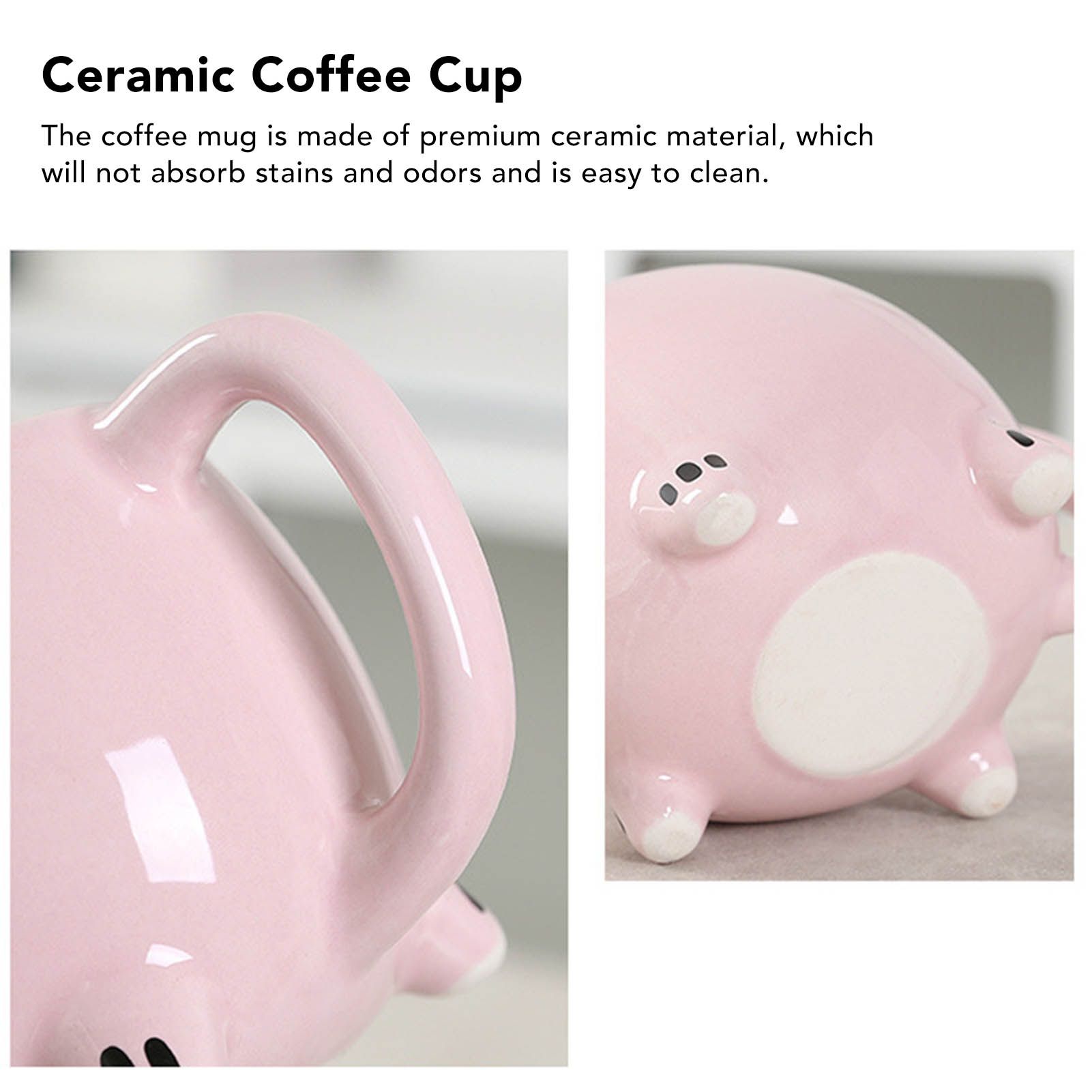 Ceramic Coffee Mug Wide Mouth Piggy Cute Water Cup with Handle for Home Cafe view 11