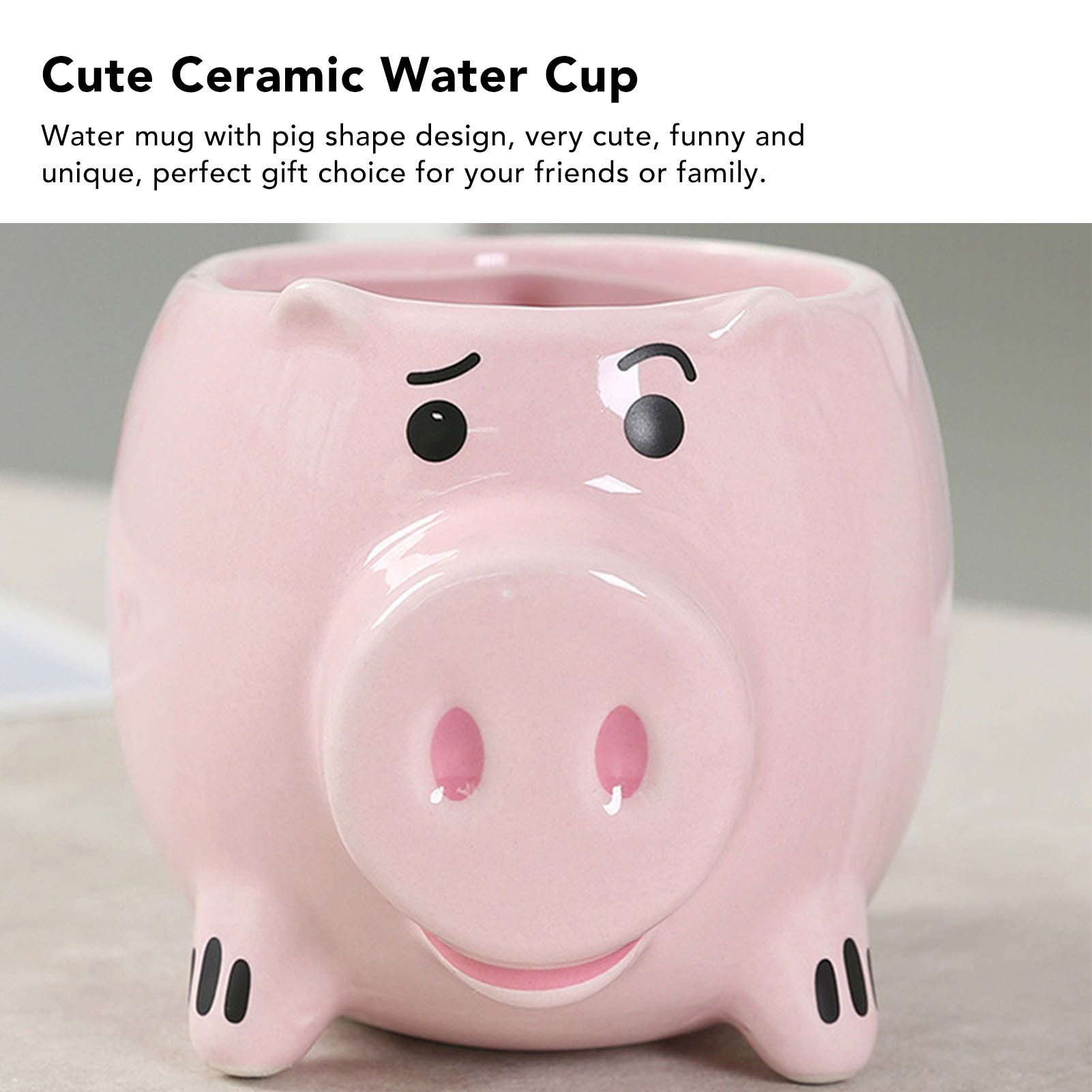 Ceramic Coffee Mug Wide Mouth Piggy Cute Water Cup with Handle for Home Cafe view 12