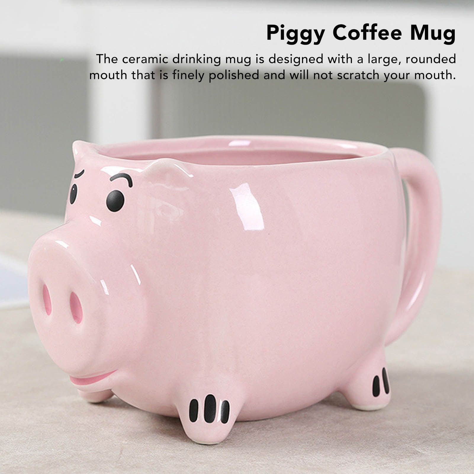 Ceramic Coffee Mug Wide Mouth Piggy Cute Water Cup with Handle for Home Cafe view 13