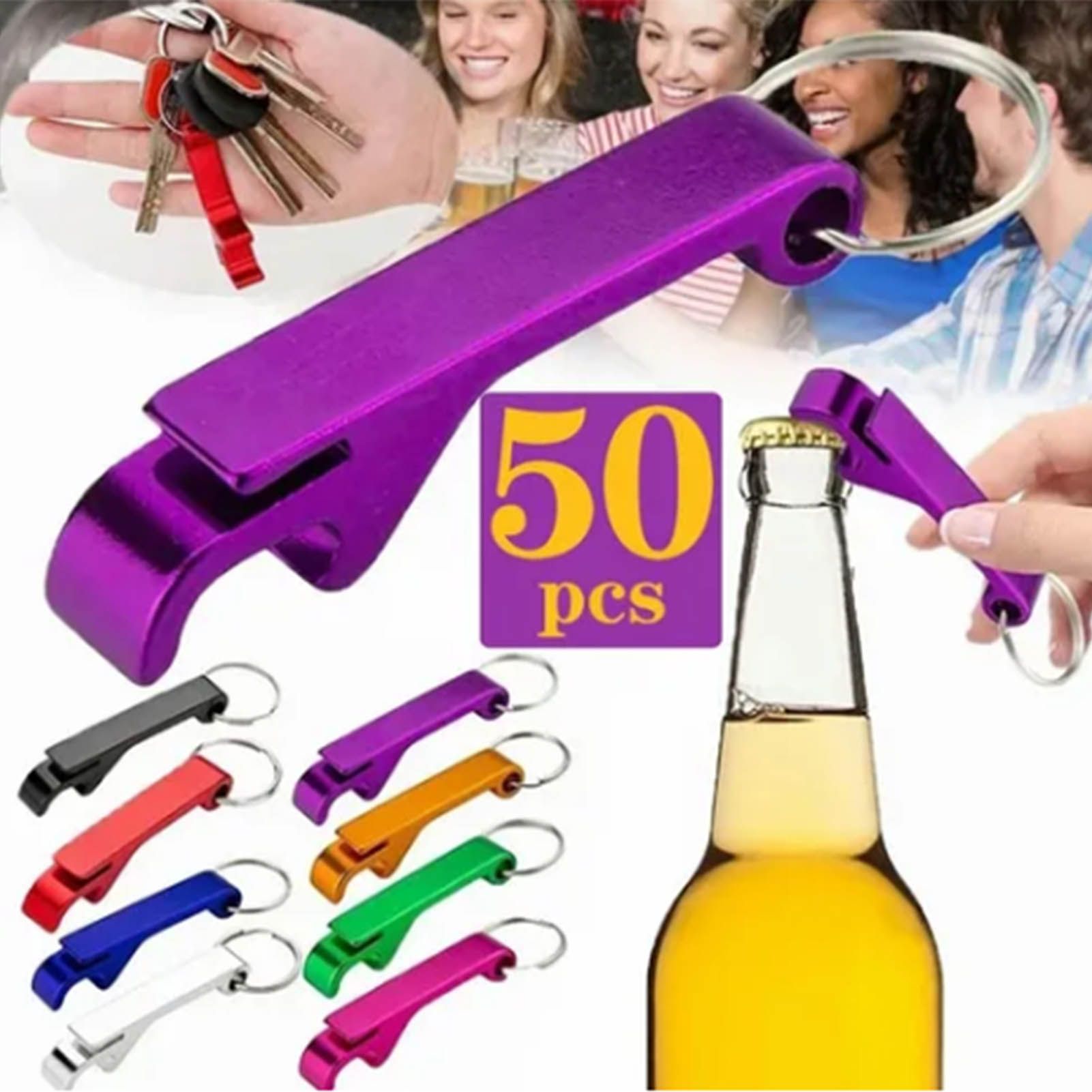 50pcs Keychain Bottle Opener Aluminum Alloy Mini Pocket Beer Beverage Opener view 12
