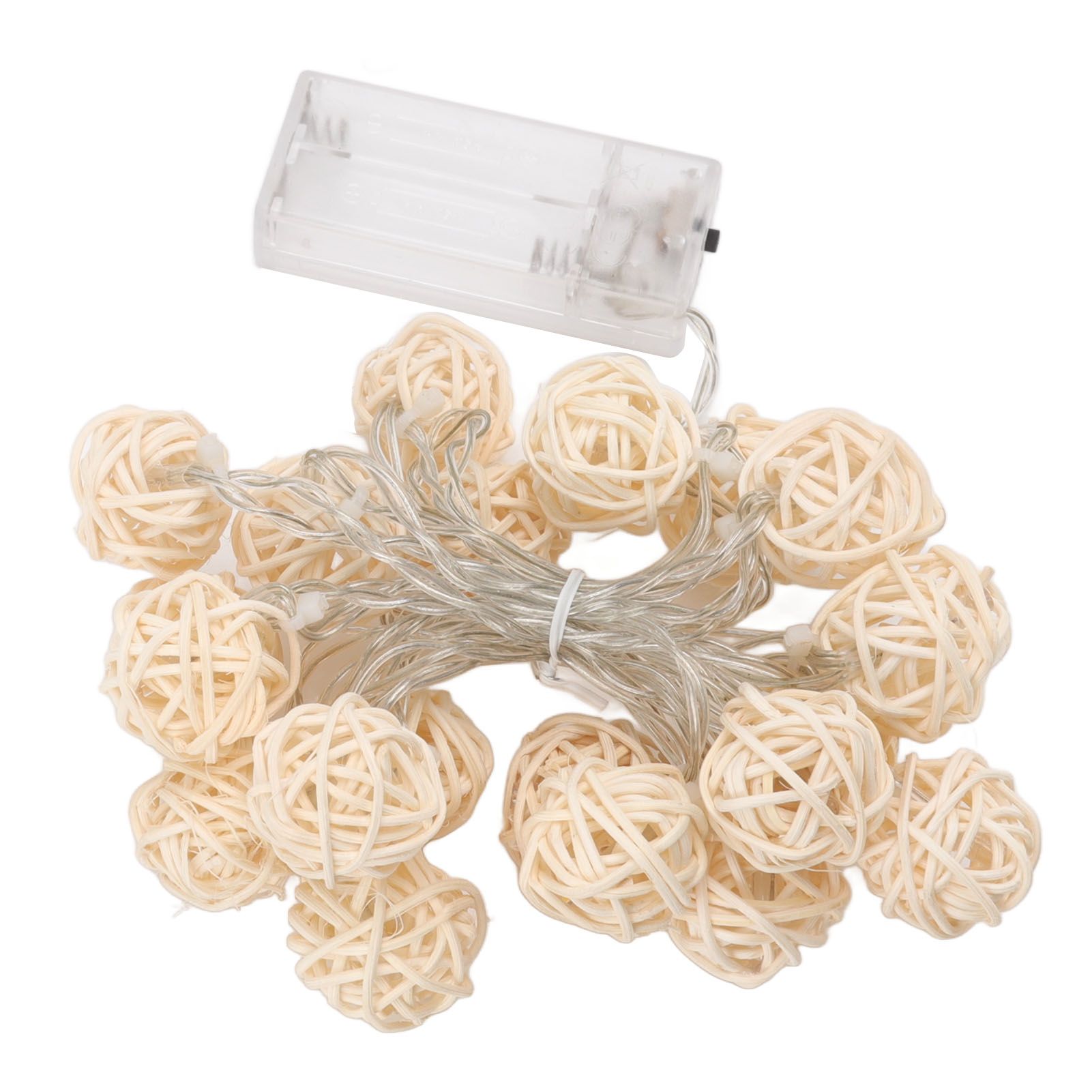 3m Rattan Ball Lantern String Lights 20 Globe Rattan Balls Battery Powered for view 2