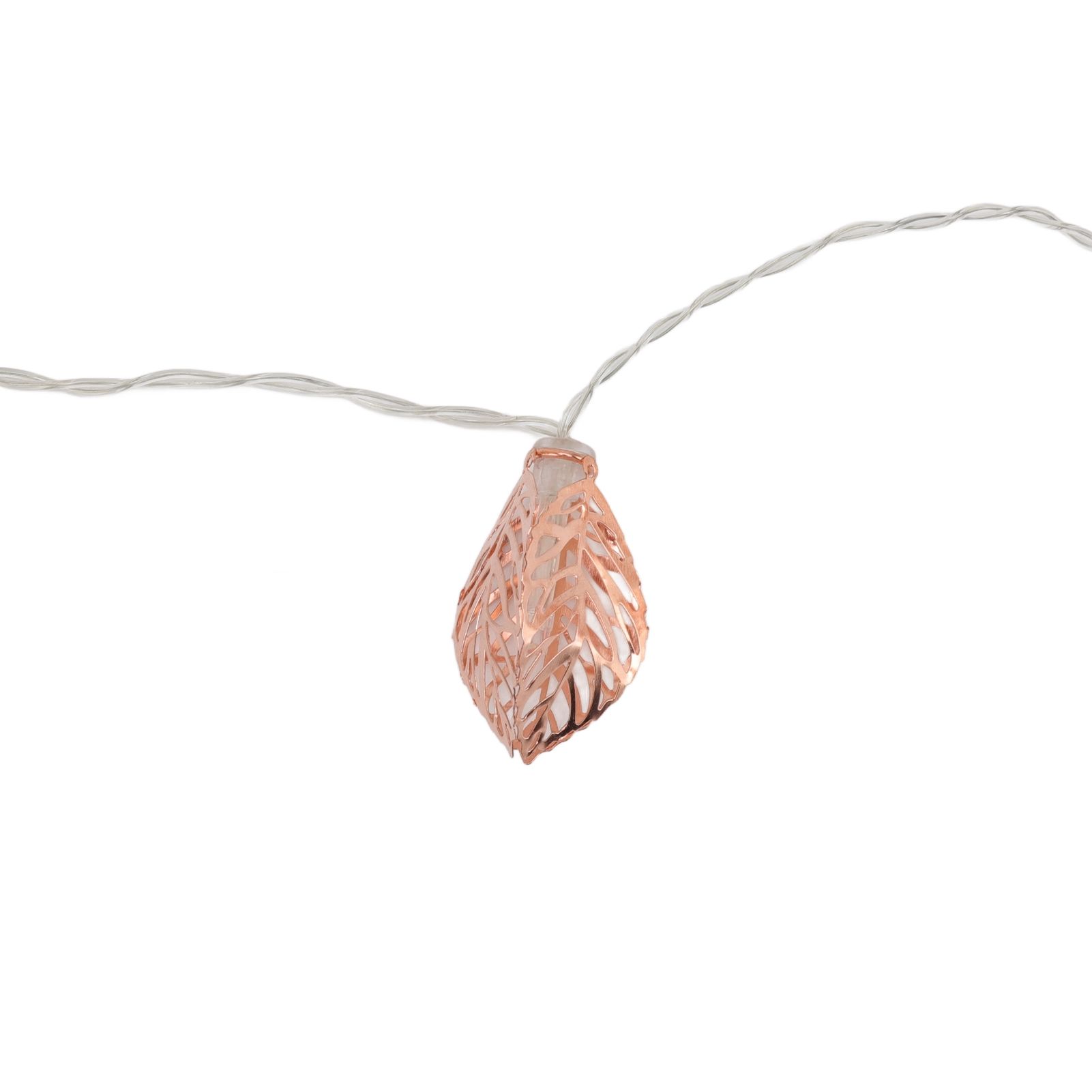 Rose Gold String Lights 20 LEDs Waterproof Battery Powered Hollowed Out Leaf view 14