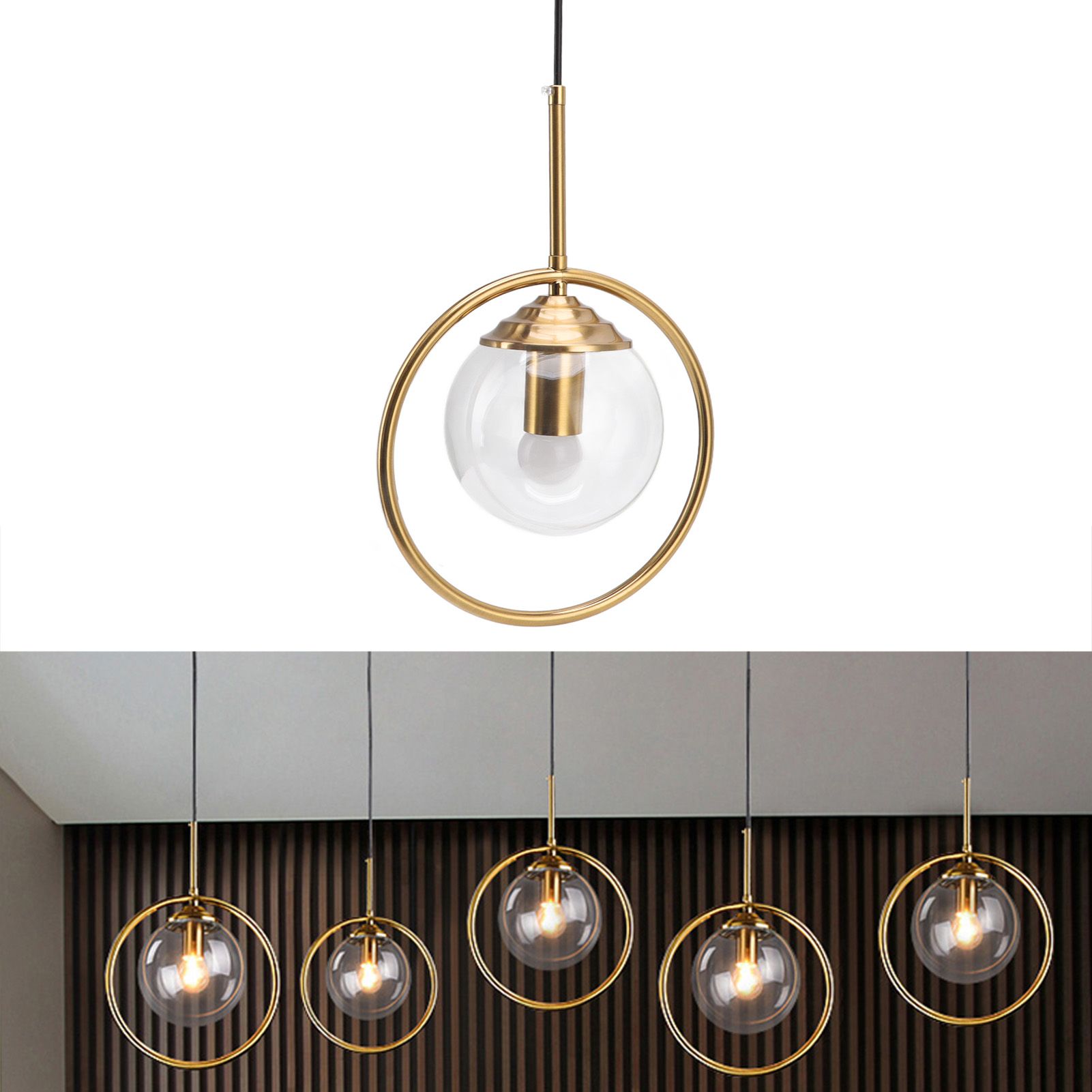 Ceiling Pendant Lamp E27/E26 Calibre Glass Iron Minimalist Style Hanging view 11