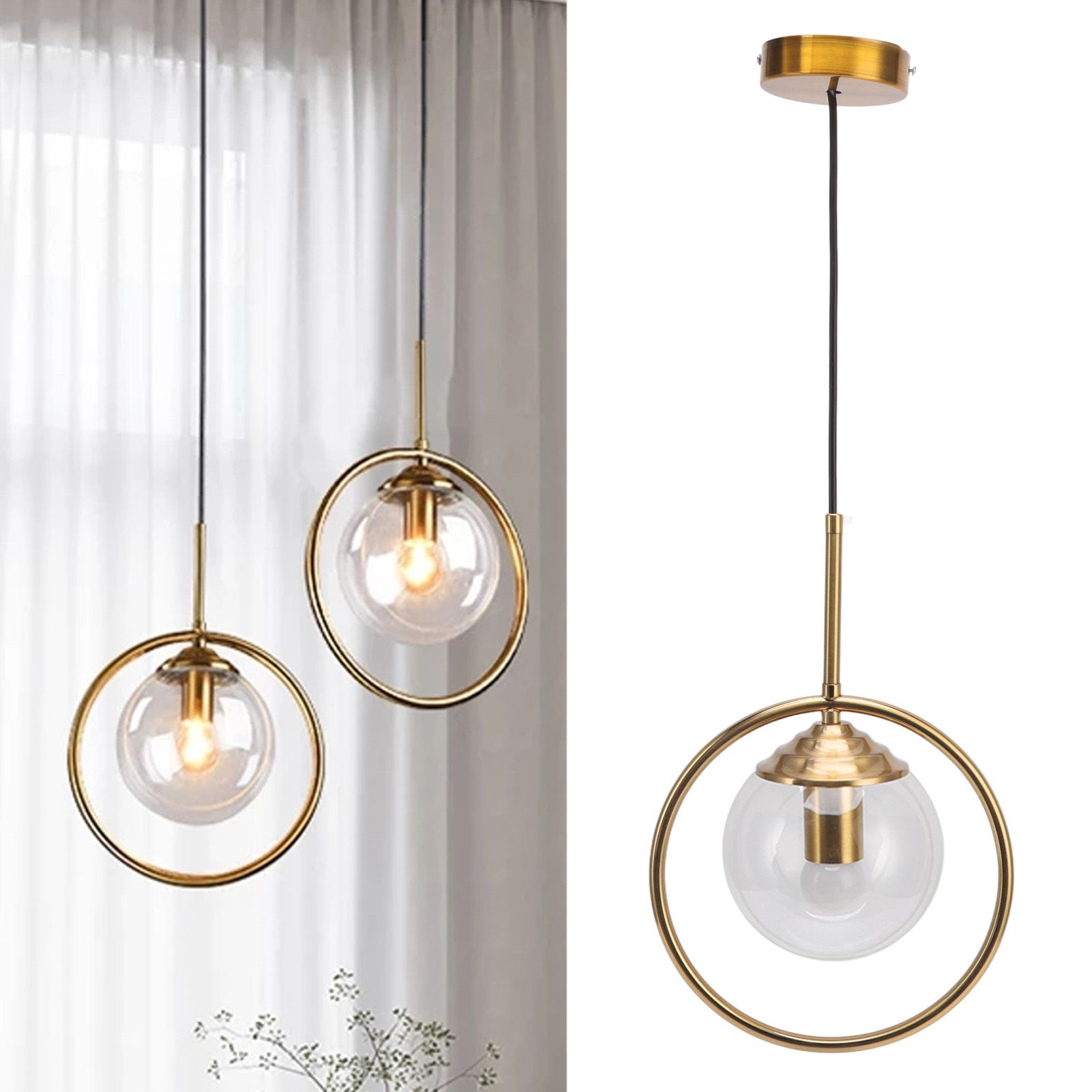 Ceiling Pendant Lamp E27/E26 Calibre Glass Iron Minimalist Style Hanging view 12