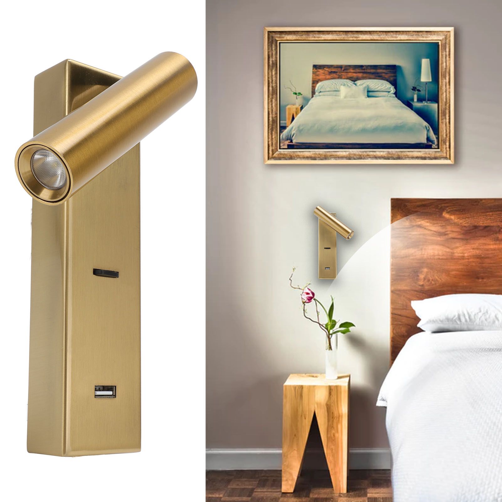 LED Wall Mounted Reading Light Simple Rechargeable Adjustable Angle Bedroom view 11