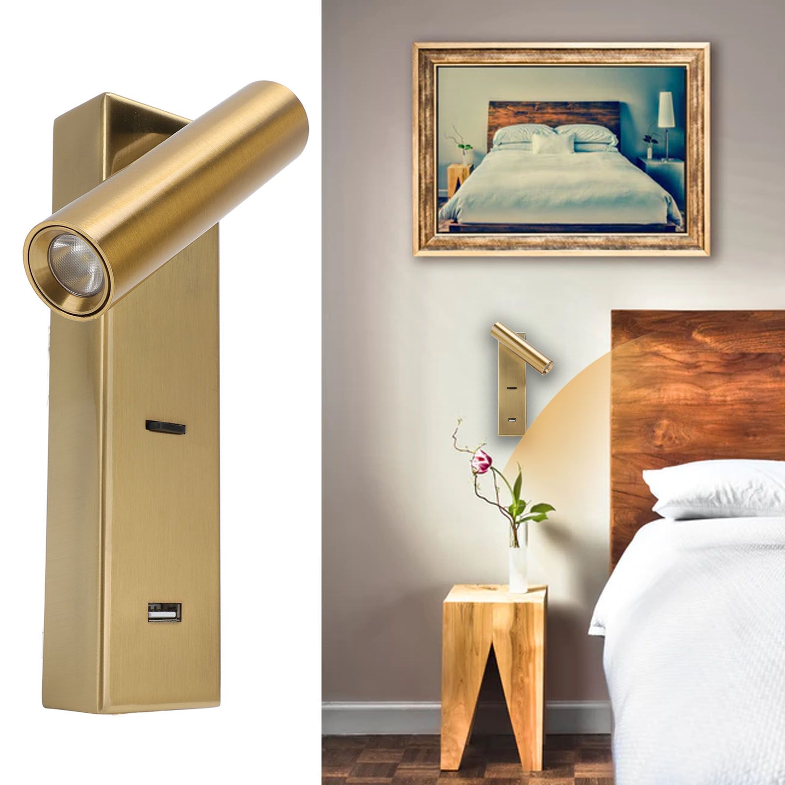 LED Wall Mounted Reading Light Simple Rechargeable Adjustable Angle Bedroom view 11
