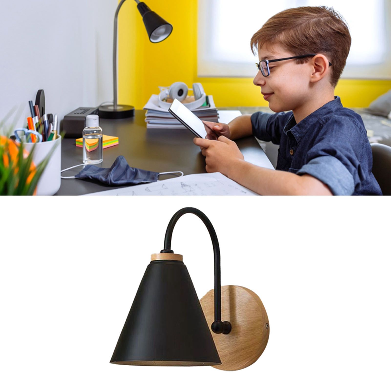 Corridor Wall Lamp Iron Lampshade Wall Mounted Curved Light for Bedroom Living view 5