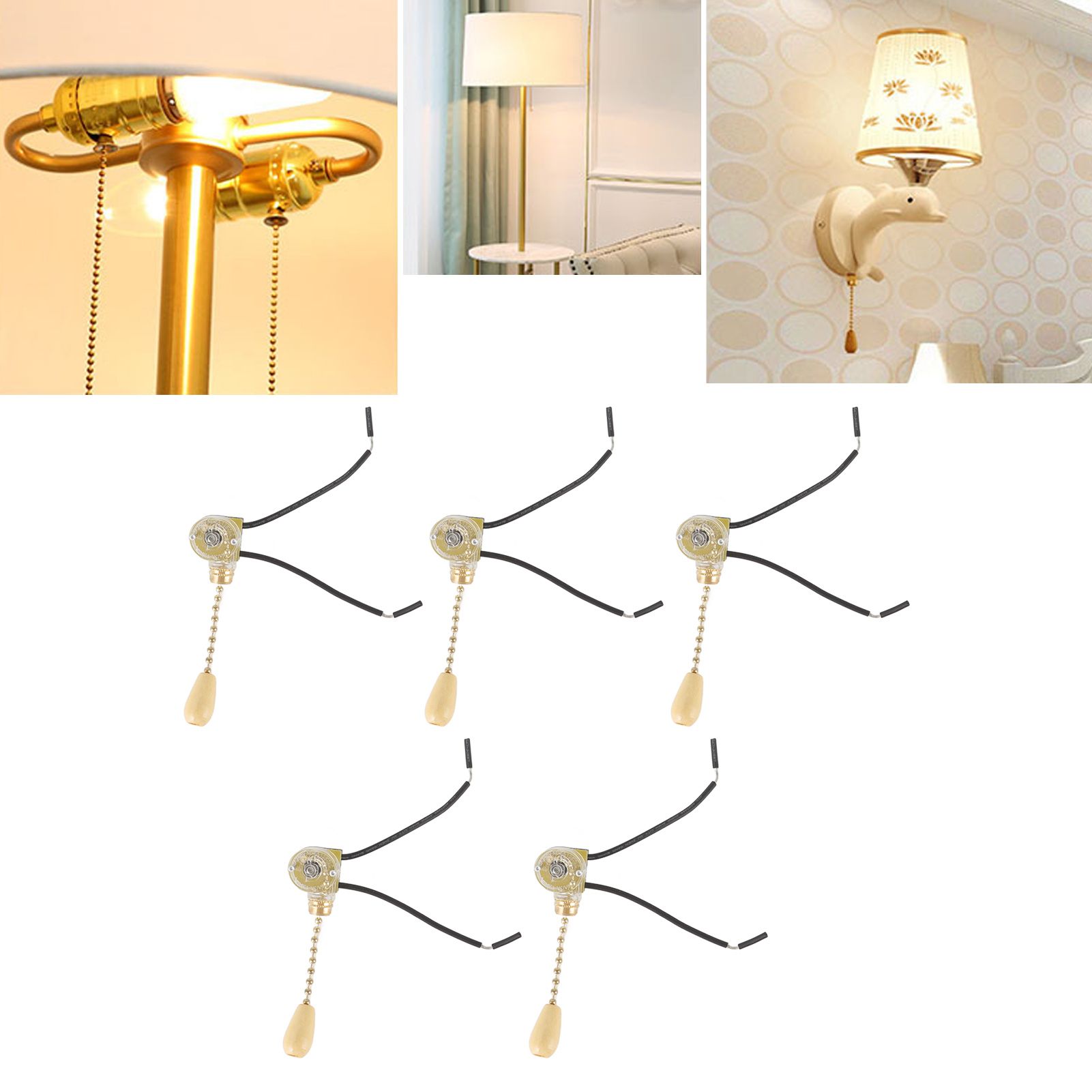 5pcs Pull Chain Switch Exquisite Replacement Ceiling Fan Light Switch Cord for view 11