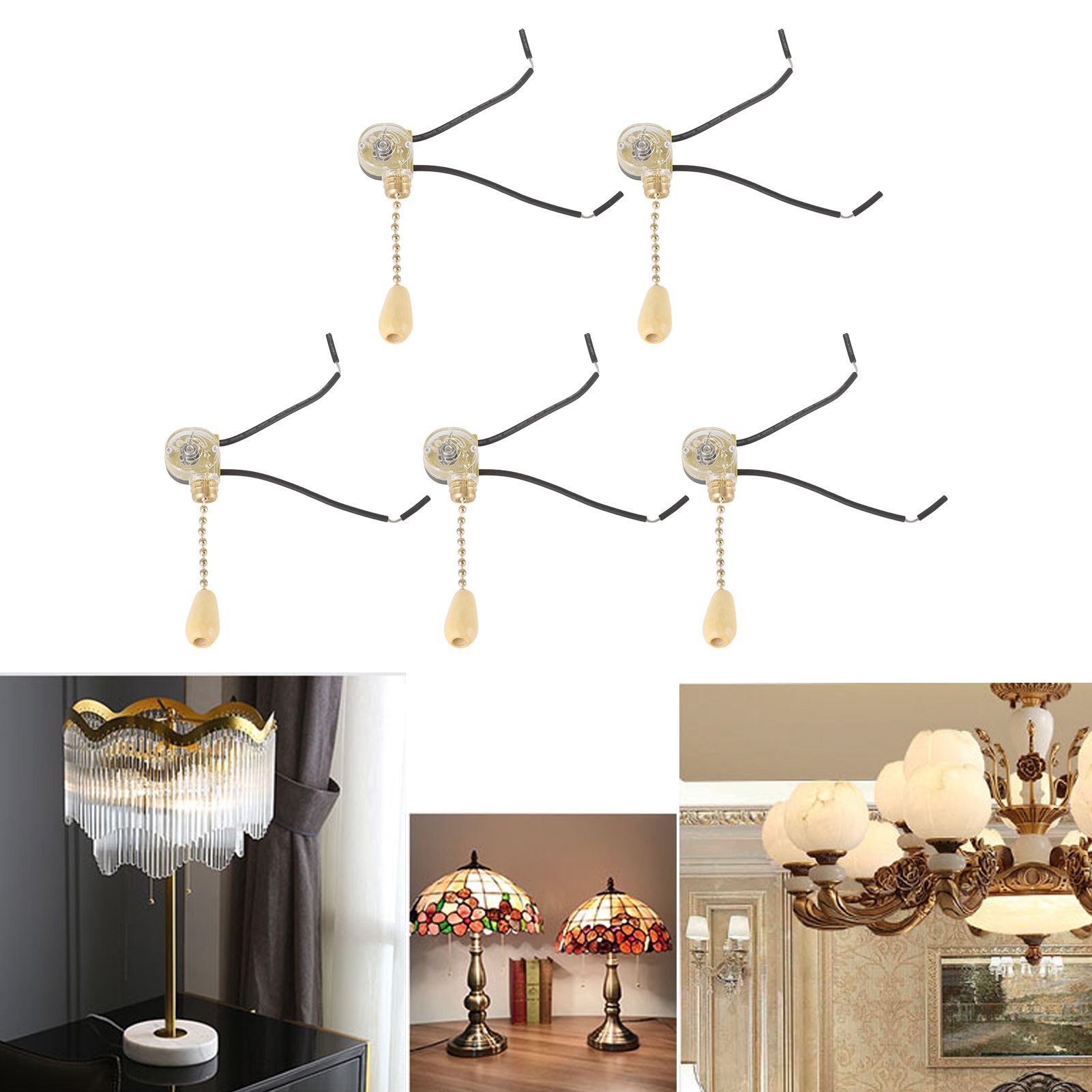 5pcs Pull Chain Switch Exquisite Replacement Ceiling Fan Light Switch Cord for view 12