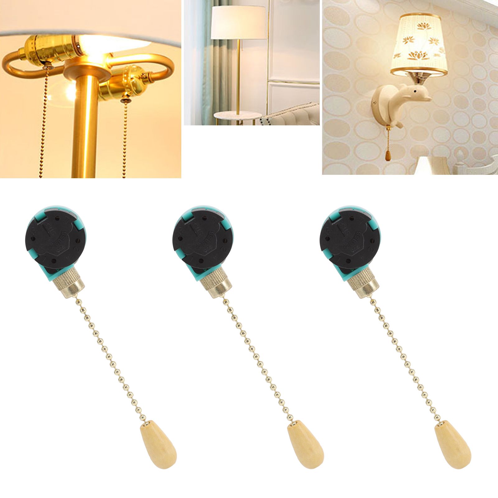 3Pcs Ceiling Light Pull Chain Switch 3 Speed 4 Wire Ceiling Fan Lamp Switch view 11