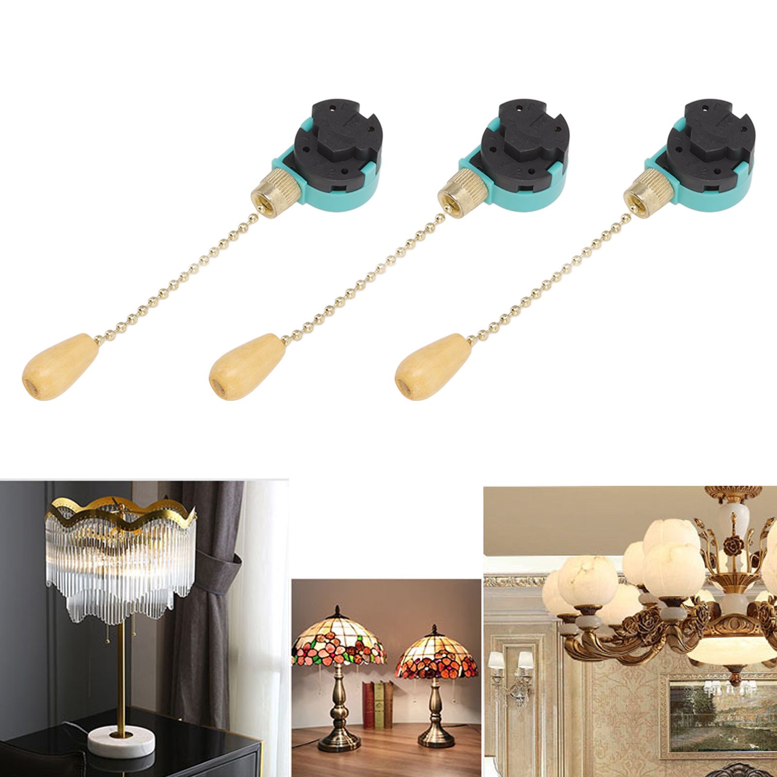 3Pcs Ceiling Light Pull Chain Switch 3 Speed 4 Wire Ceiling Fan Lamp Switch view 12