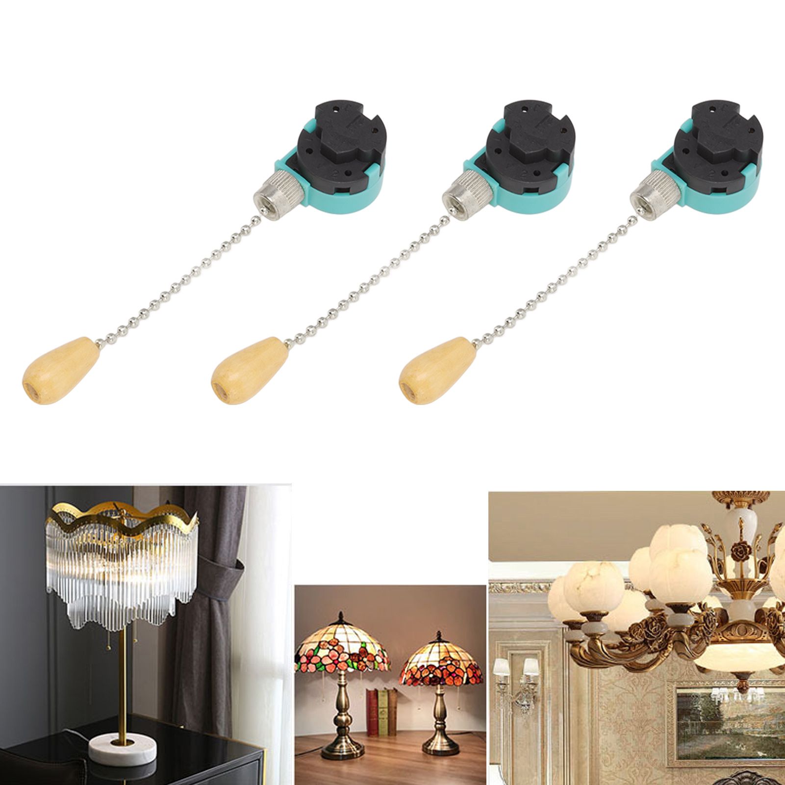 3Pcs Ceiling Light Pull Chain Switch 3 Speed 4 Wire Ceiling Fan Lamp Switch view 12