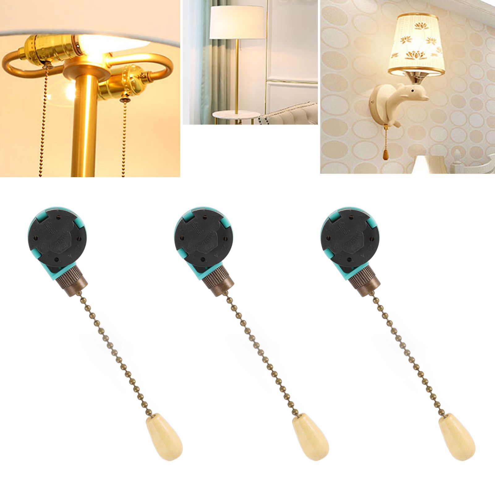 3Pcs Ceiling Light Pull Chain Switch 3 Speed 4 Wire Ceiling Fan Lamp Switch view 11