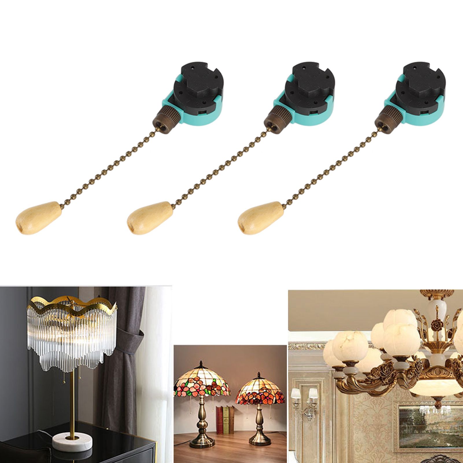 3Pcs Ceiling Light Pull Chain Switch 3 Speed 4 Wire Ceiling Fan Lamp Switch view 12