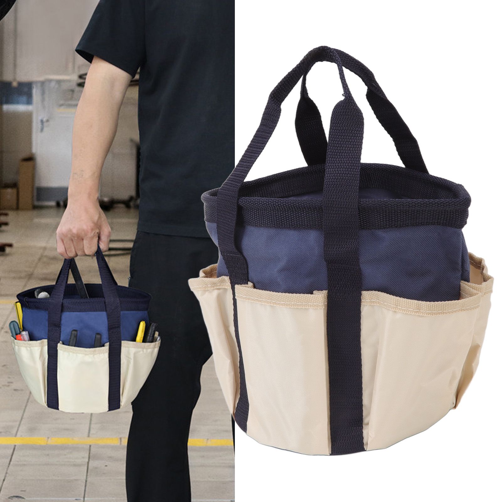 Round Garden Tools Bag 6 Pockets Oxford Cloth Gardening Tool Storage Tote for view 11