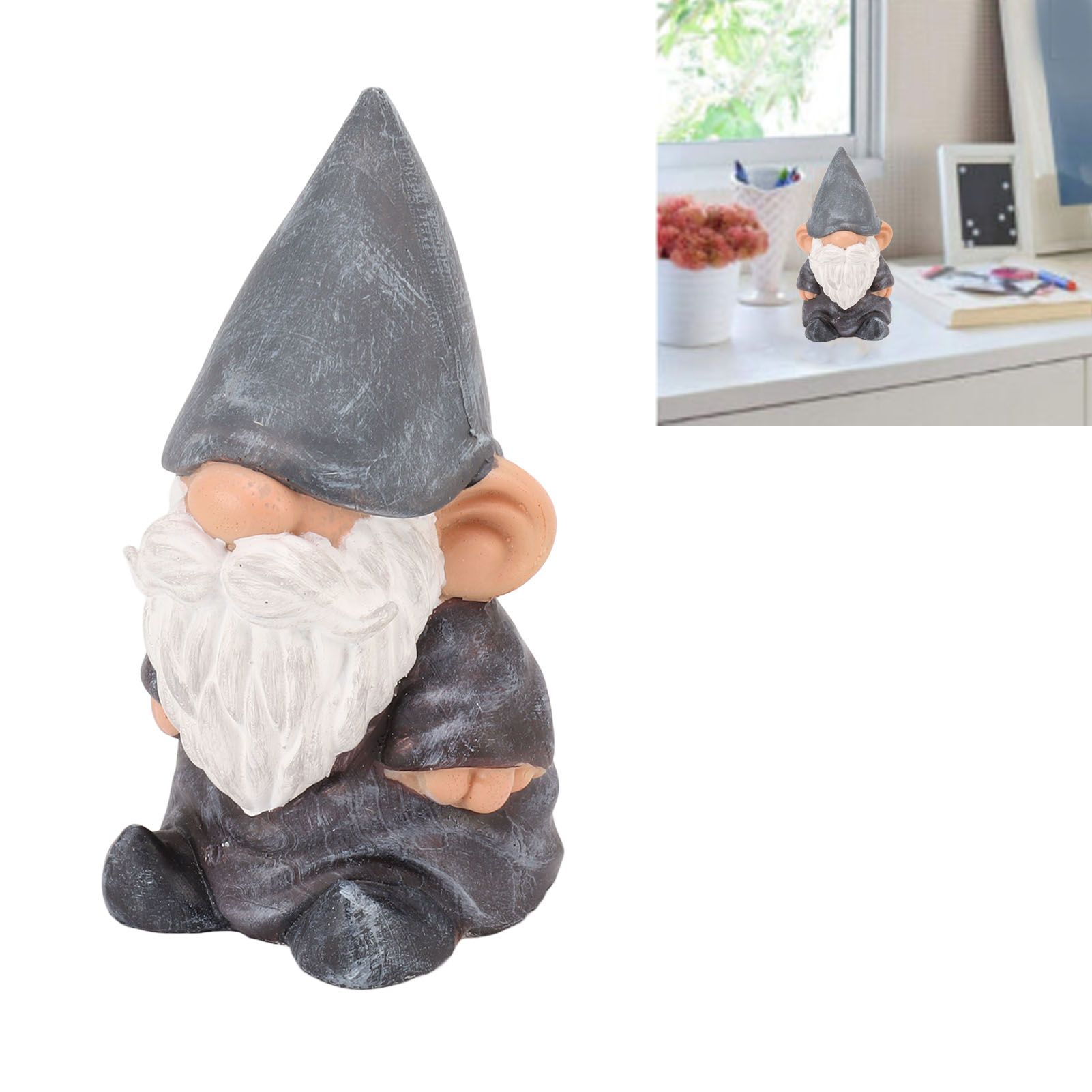 Garden Gnome Resin Structure Stable Bottom Retro Style Gnome Figurine for view 12