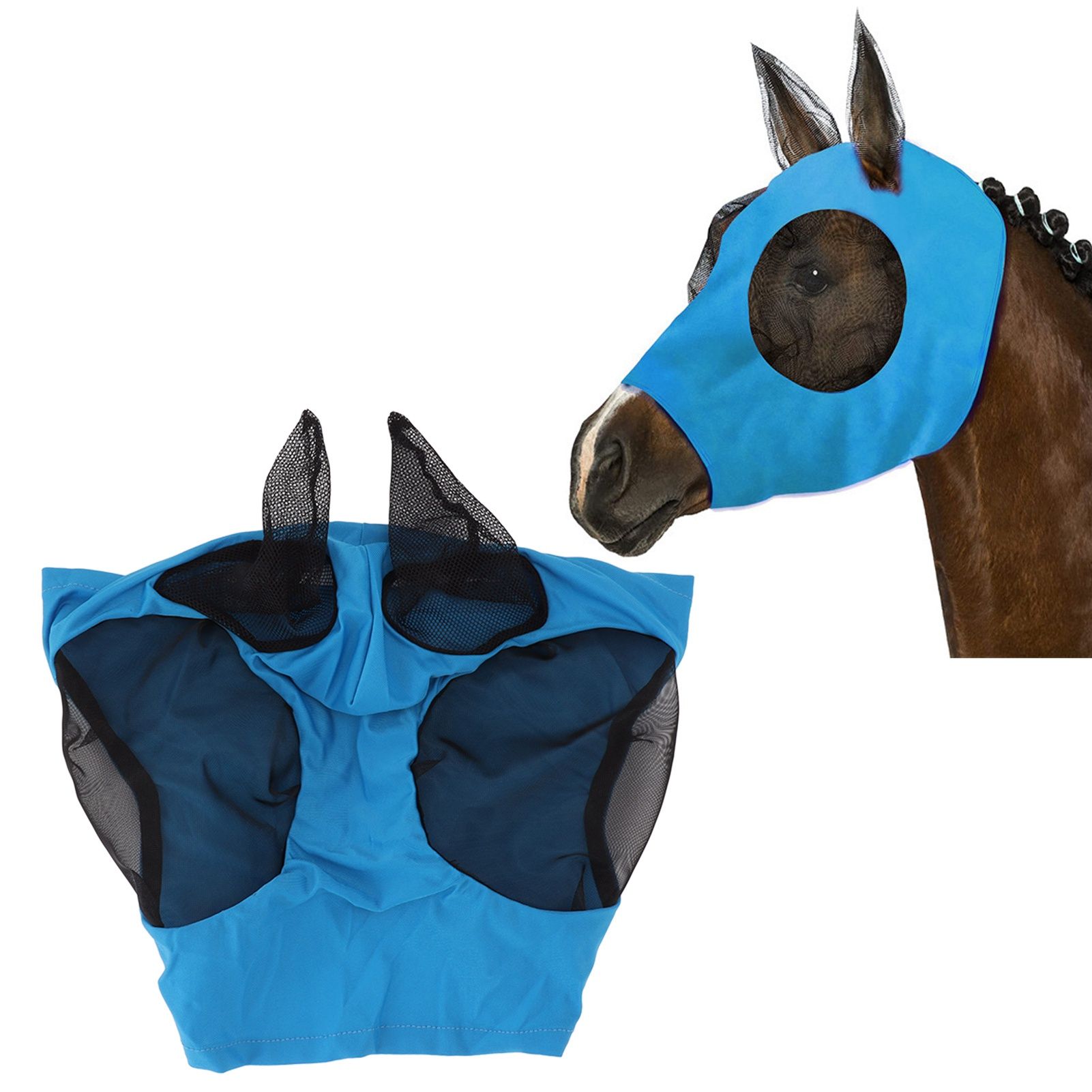 Horse Mesh Fly Mask Breathable Elastic Horse Face Mask with Ears Protection view 11