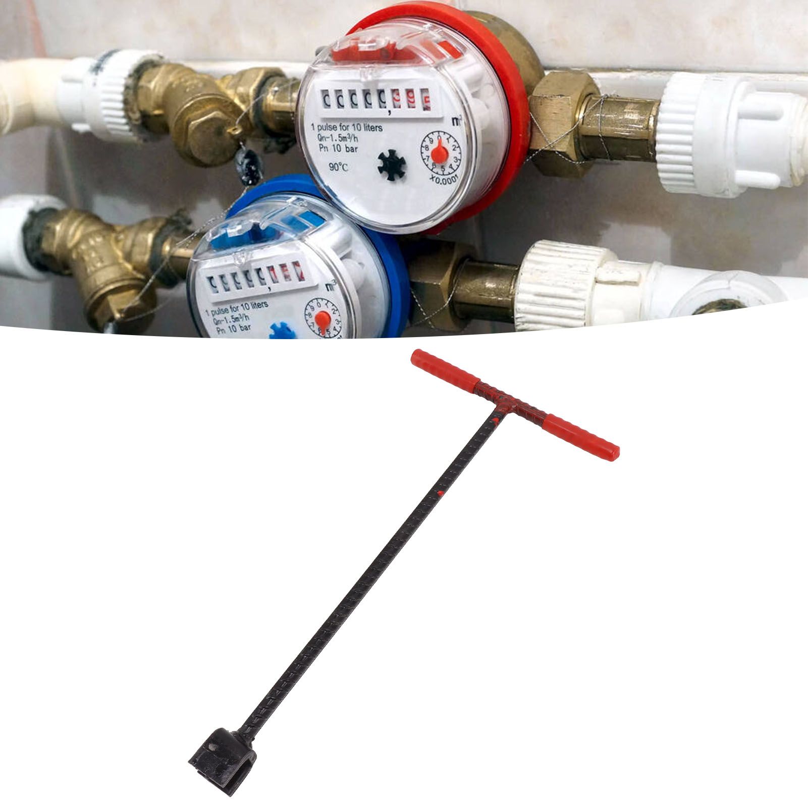 41x20cm Water Meter Key Steel T Handle Curb Key with 4 Way Multi Functional view 11