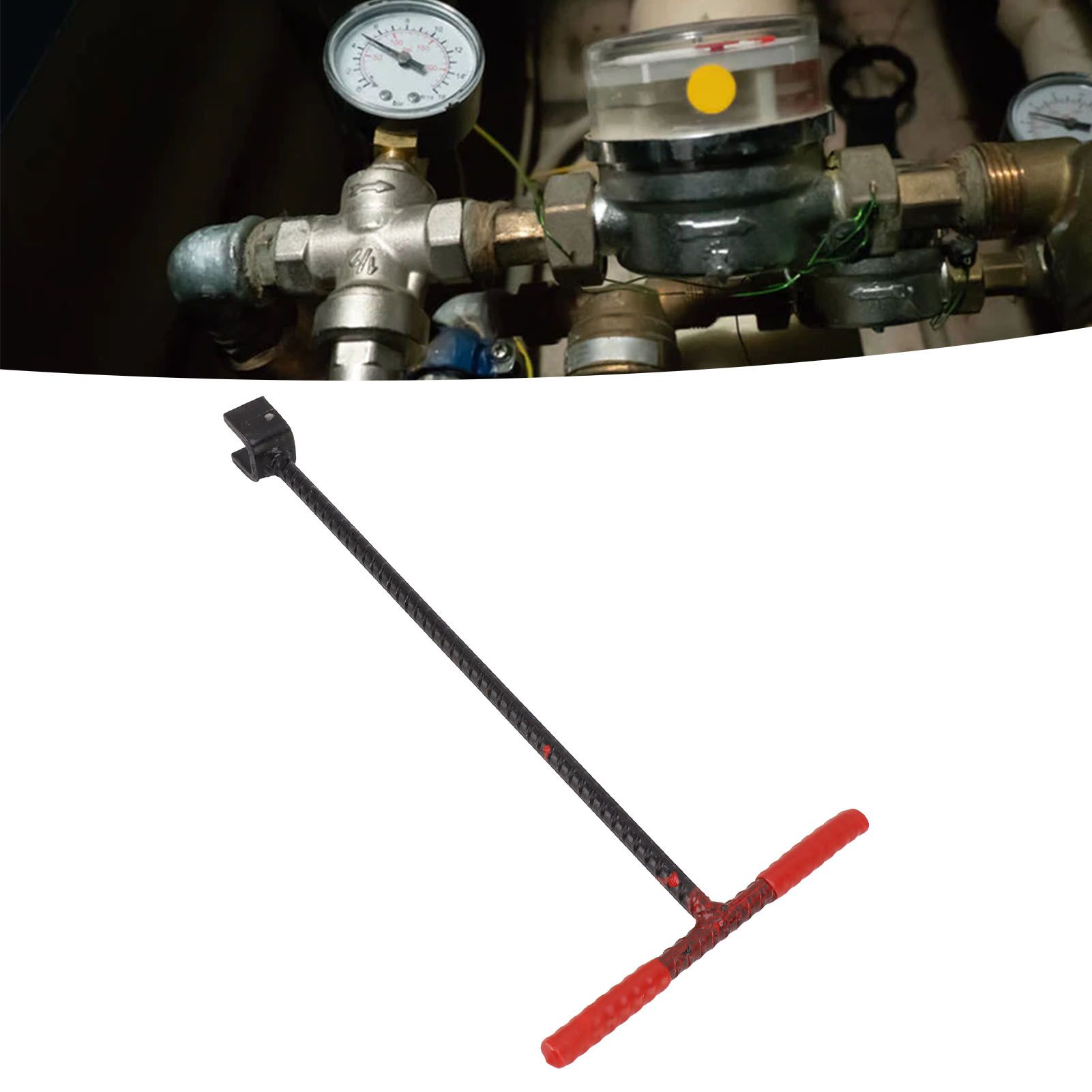 41x20cm Water Meter Key Steel T Handle Curb Key with 4 Way Multi Functional view 12