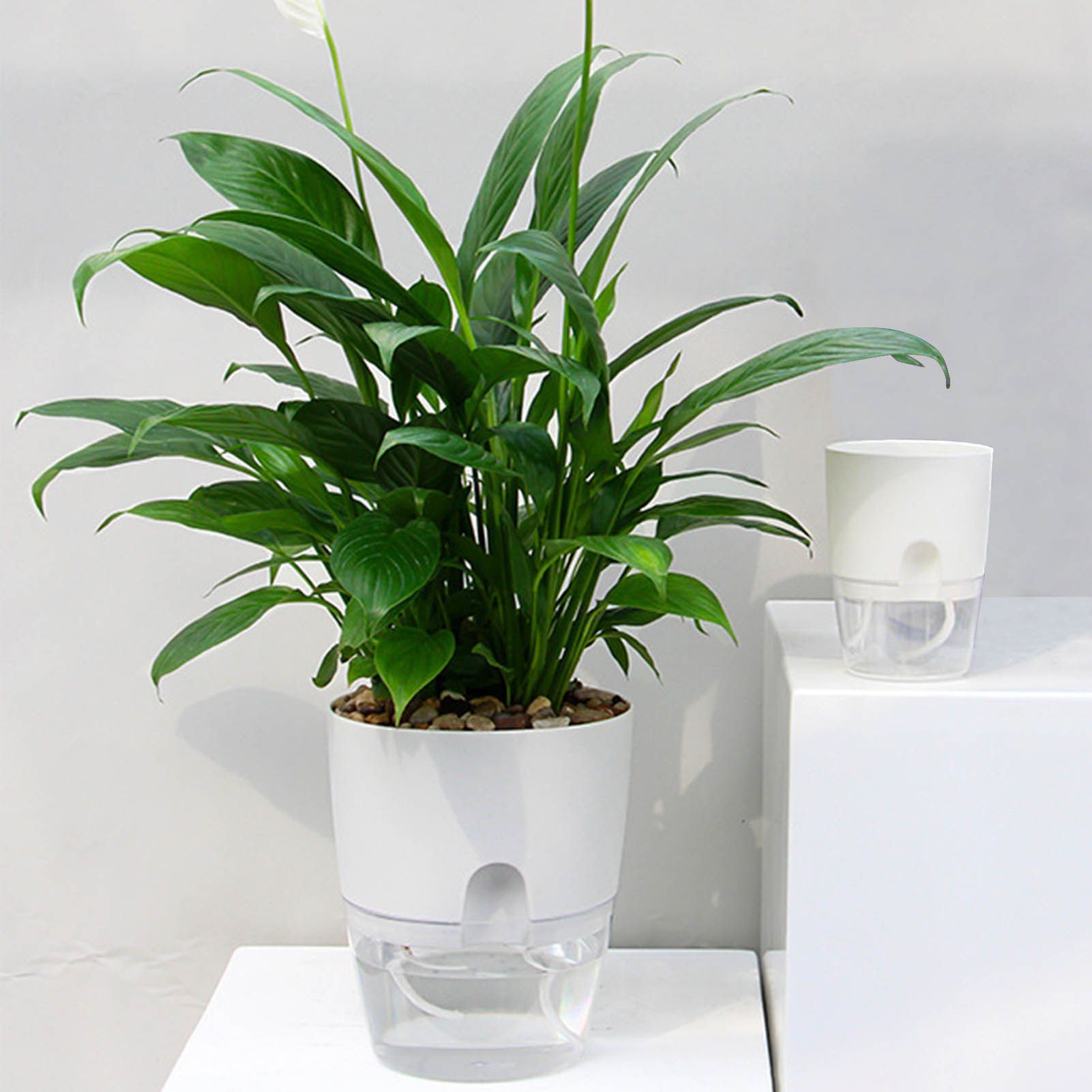 3PCS Self Watering Planter Pots Double Layer Green Plant Flower Pot for Garden view 12