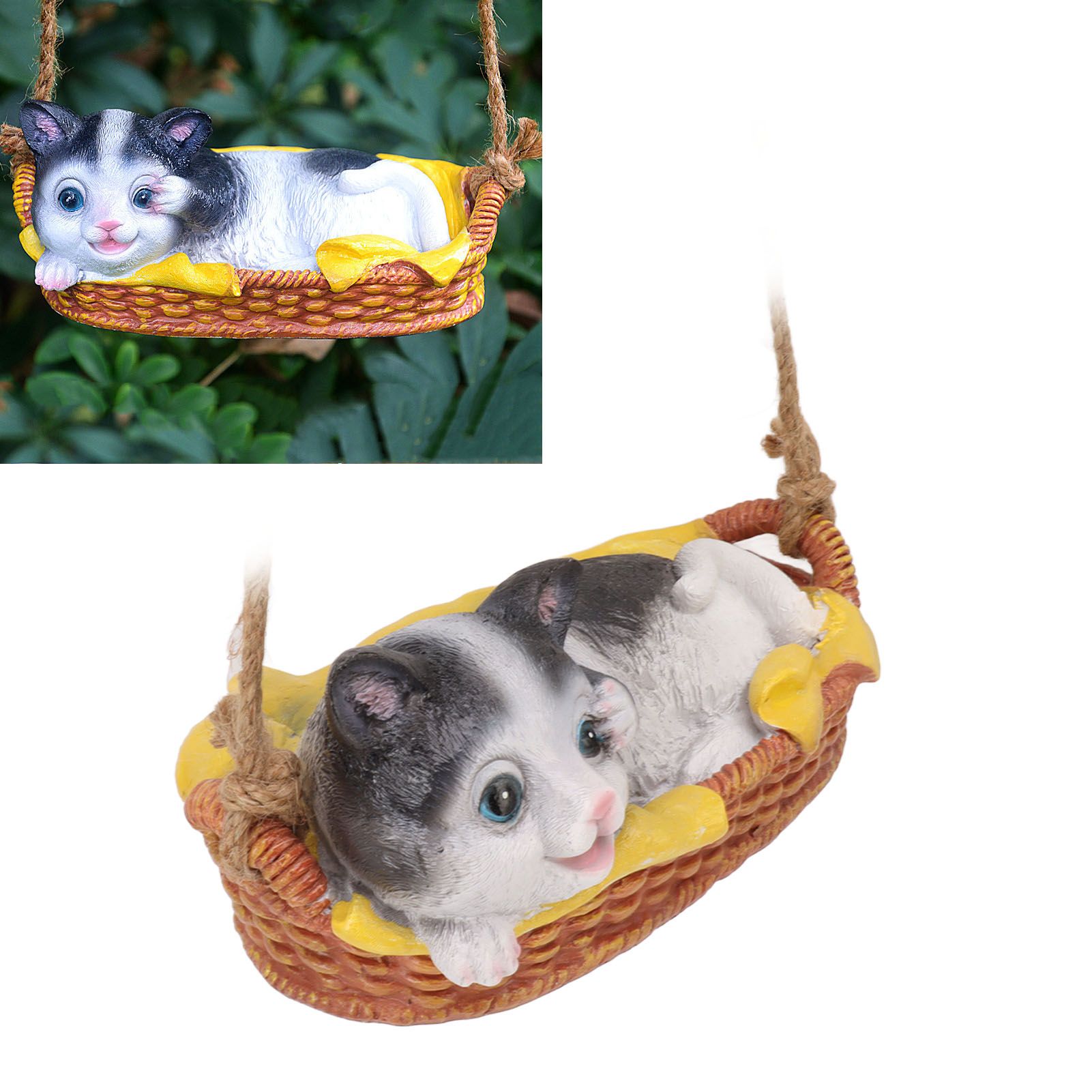 Cat Figurine Resin Kitten Statue Hanging Ornament Home Decoration for Outdoor view 11