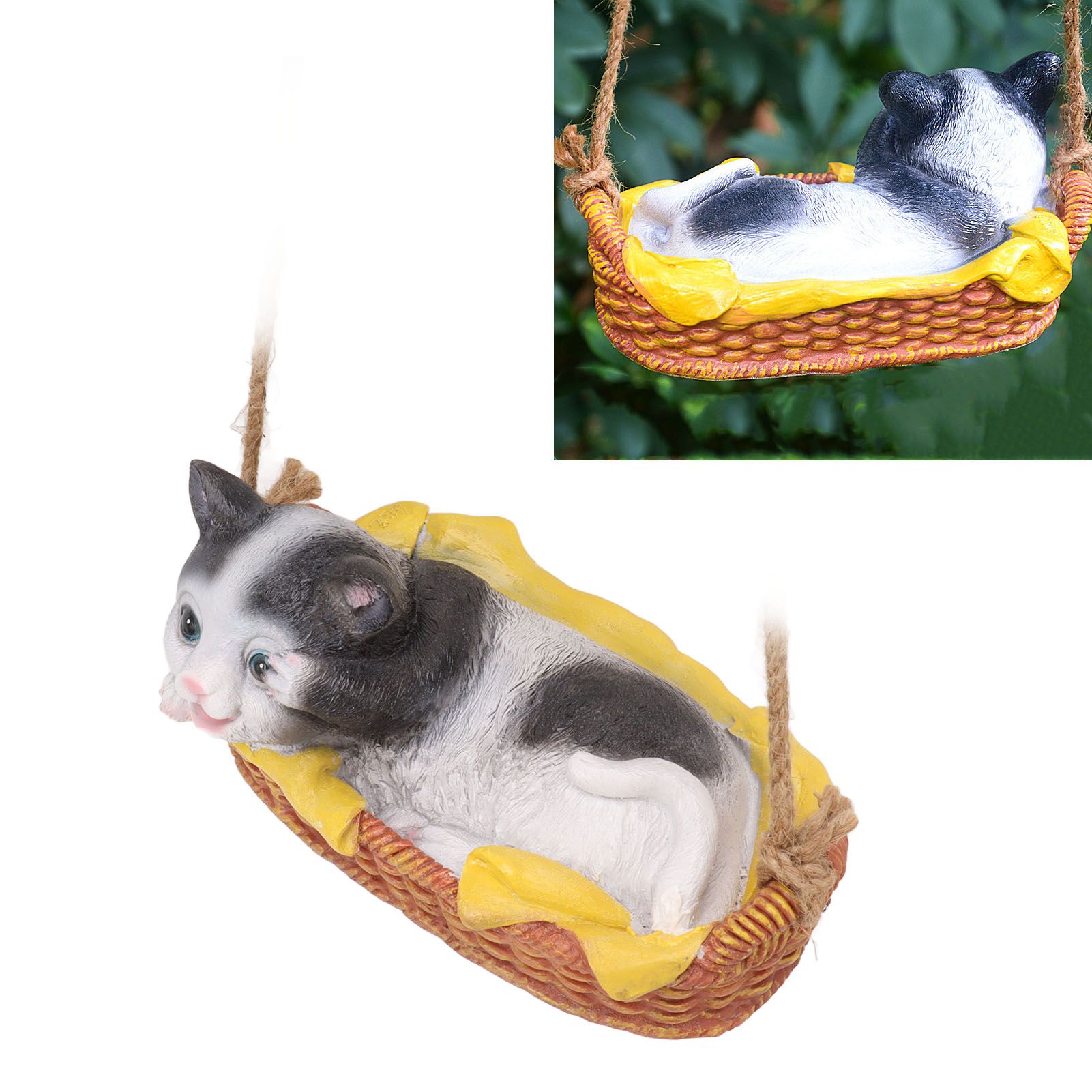 Cat Figurine Resin Kitten Statue Hanging Ornament Home Decoration for Outdoor view 12