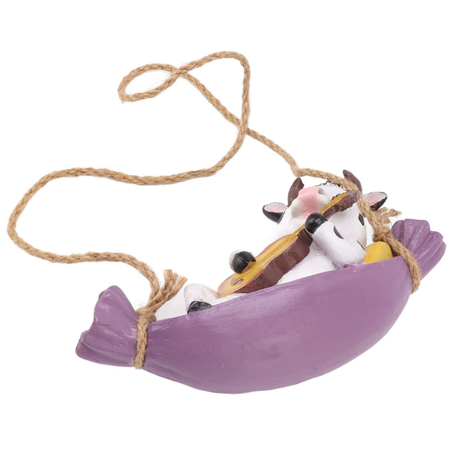 Cow Playing Guitar Garden Statue Vivid Cute Hanging Resin Cattle Sculpture Art view 2