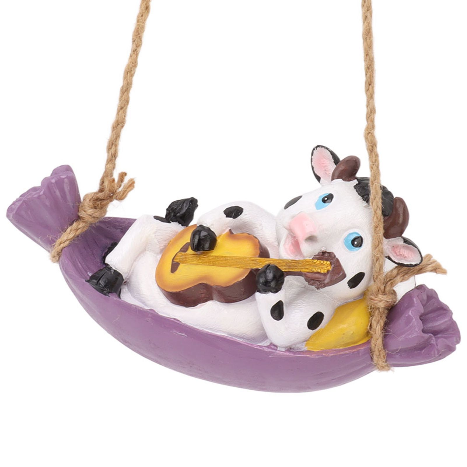 Cow Playing Guitar Garden Statue Vivid Cute Hanging Resin Cattle Sculpture Art view 3