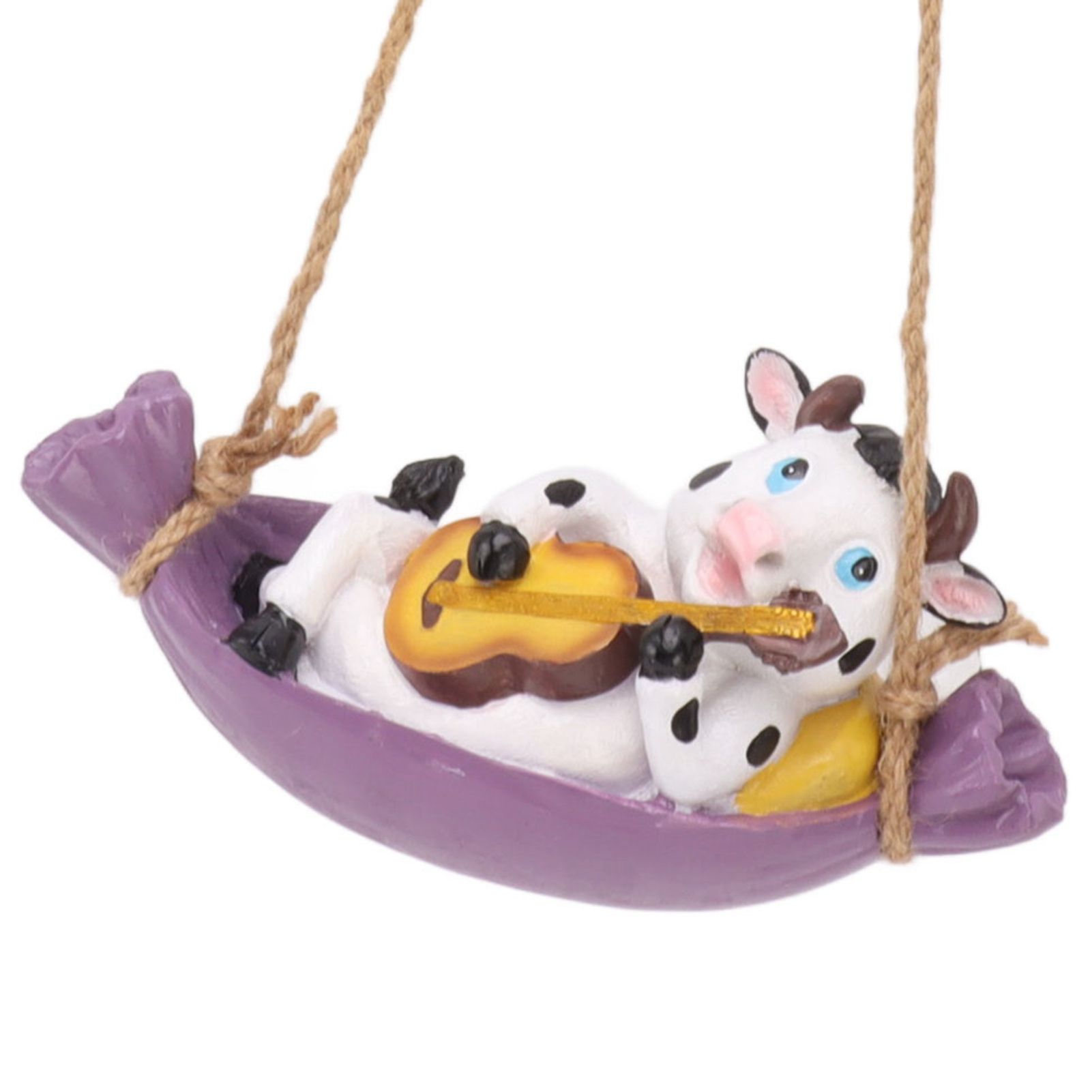 Cow Playing Guitar Garden Statue Vivid Cute Hanging Resin Cattle Sculpture Art view 5