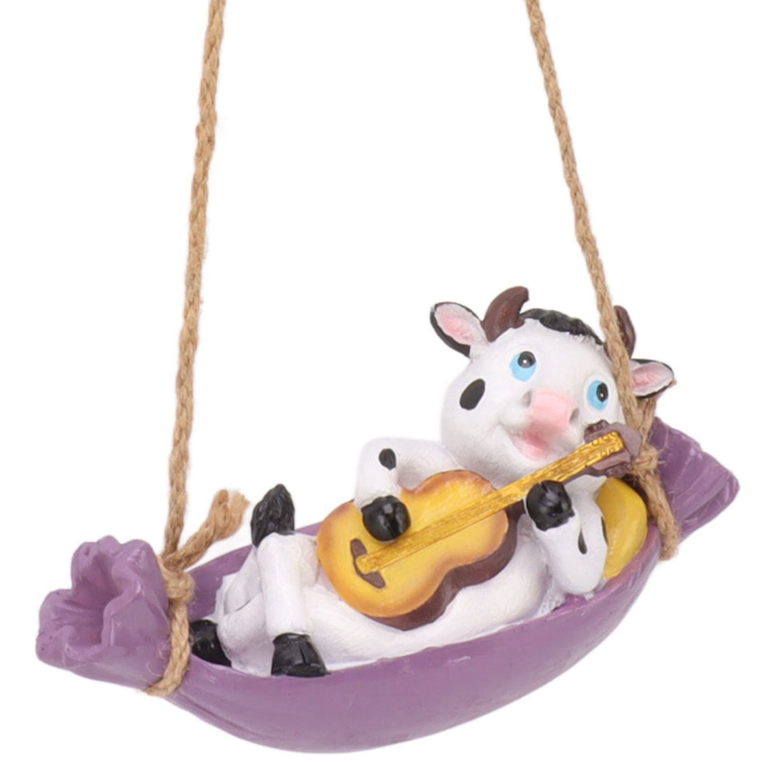 Cow Playing Guitar Garden Statue Vivid Cute Hanging Resin Cattle Sculpture Art view 6