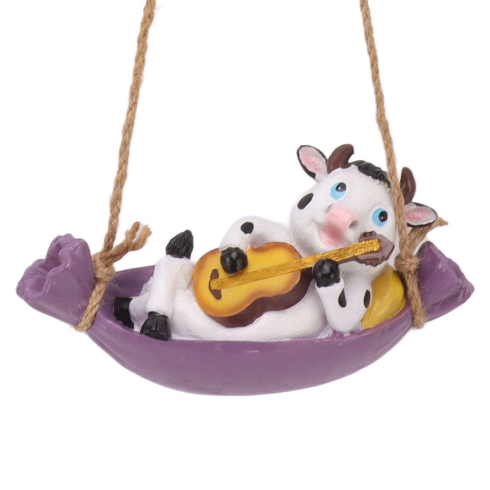 Cow Playing Guitar Garden Statue Vivid Cute Hanging Resin Cattle Sculpture Art view 7