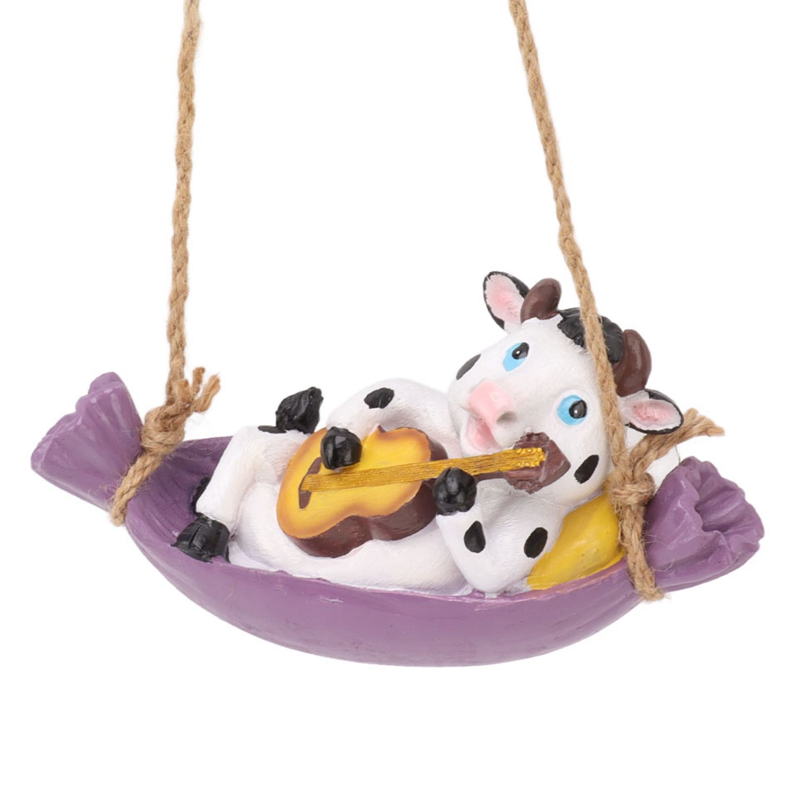 Cow Playing Guitar Garden Statue Vivid Cute Hanging Resin Cattle Sculpture Art view 8