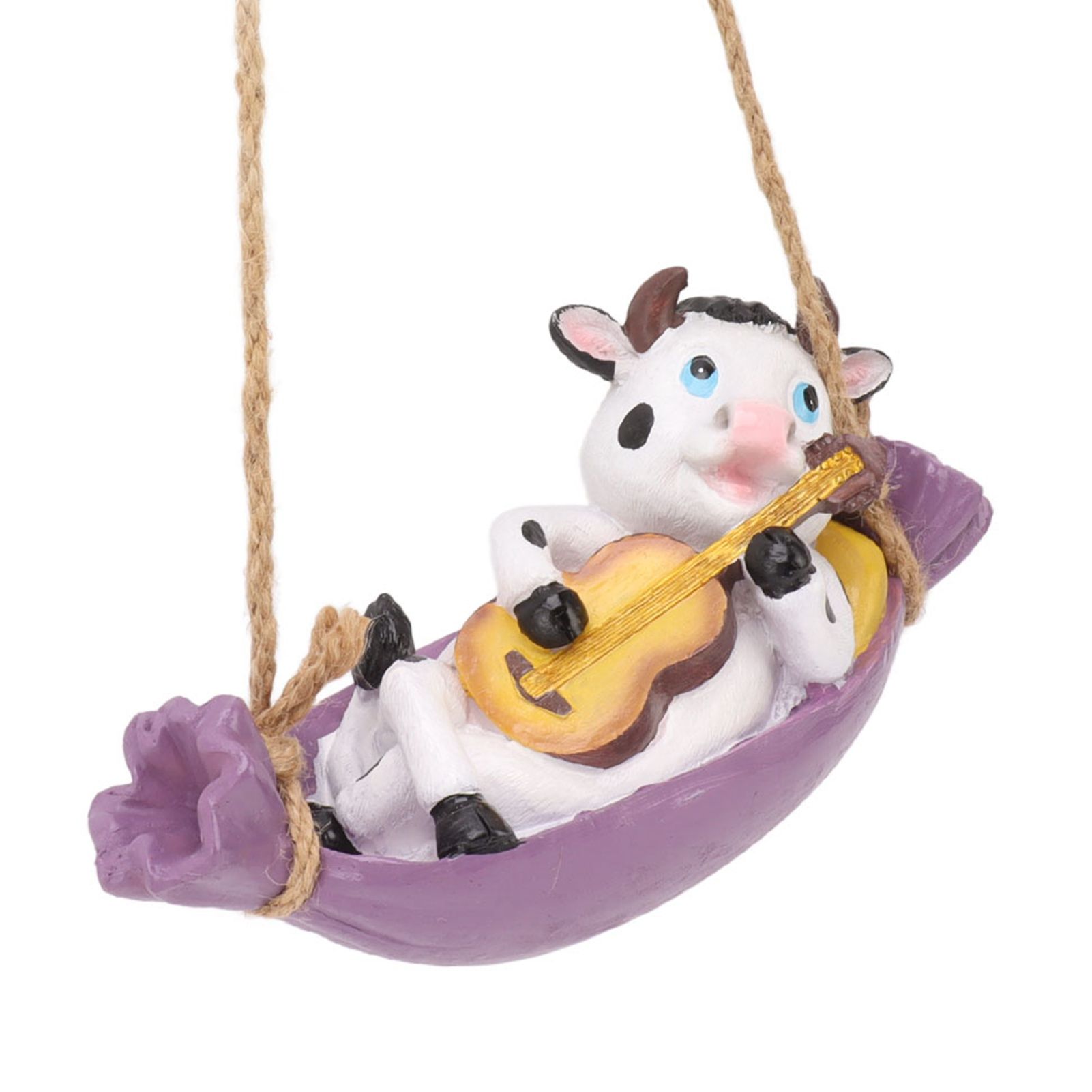 Cow Playing Guitar Garden Statue Vivid Cute Hanging Resin Cattle Sculpture Art view 9