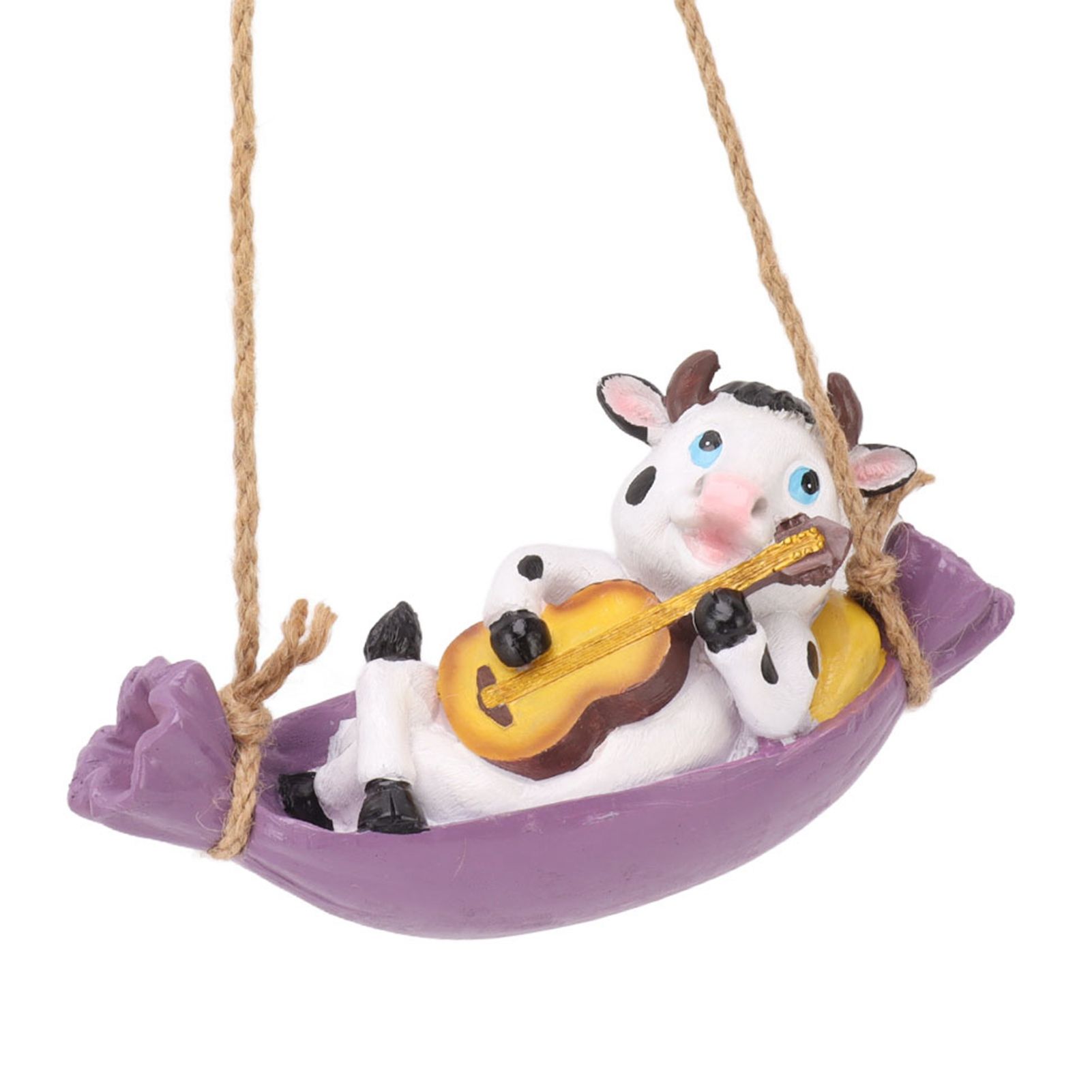 Cow Playing Guitar Garden Statue Vivid Cute Hanging Resin Cattle Sculpture Art view 10