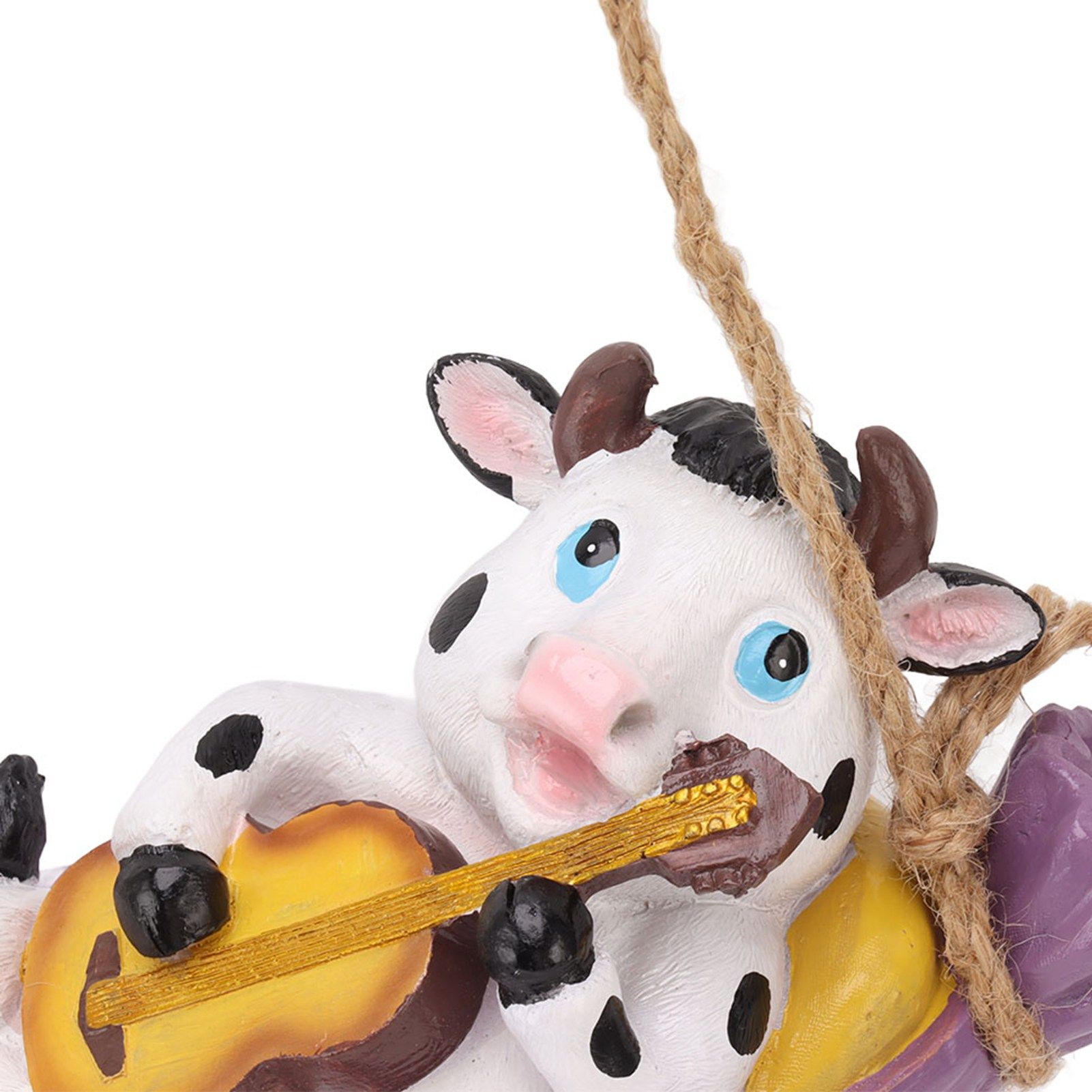 Cow Playing Guitar Garden Statue Vivid Cute Hanging Resin Cattle Sculpture Art view 15