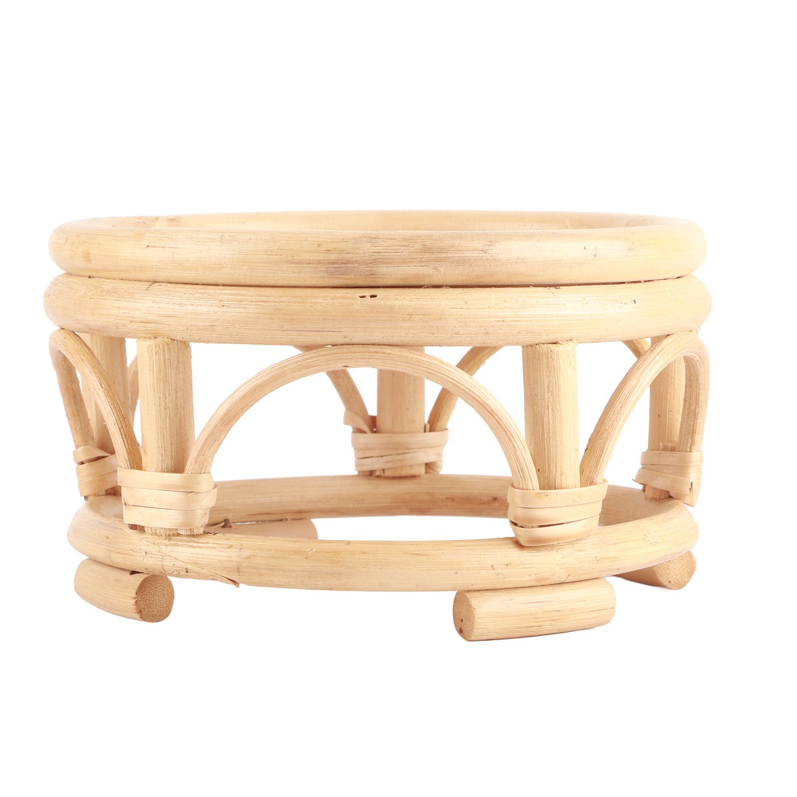 Rattan Indoor Plant Stand Round Shape Natural Plant Rack Handmade Rattan view 6