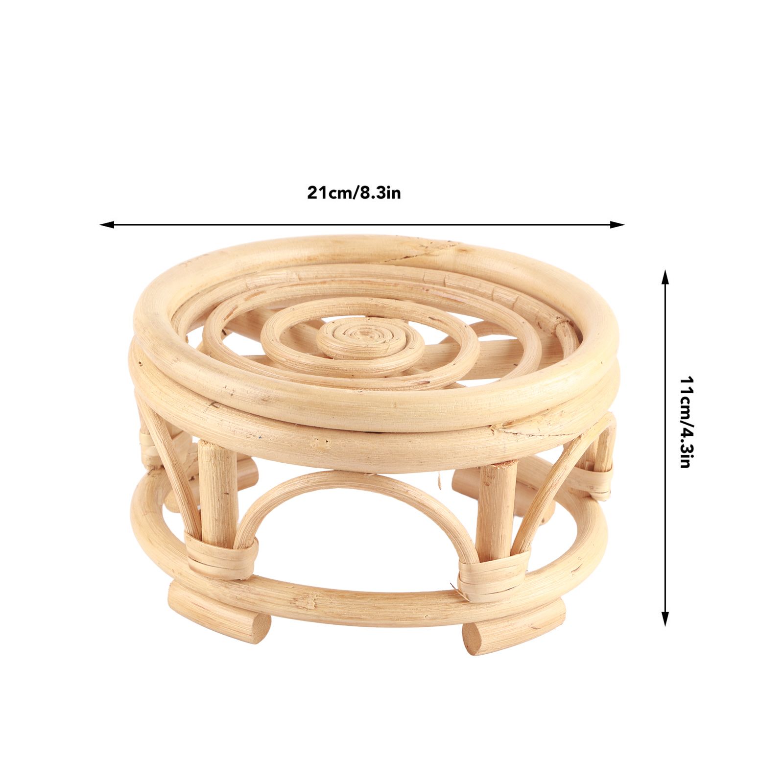 Rattan Indoor Plant Stand Round Shape Natural Plant Rack Handmade Rattan view 14