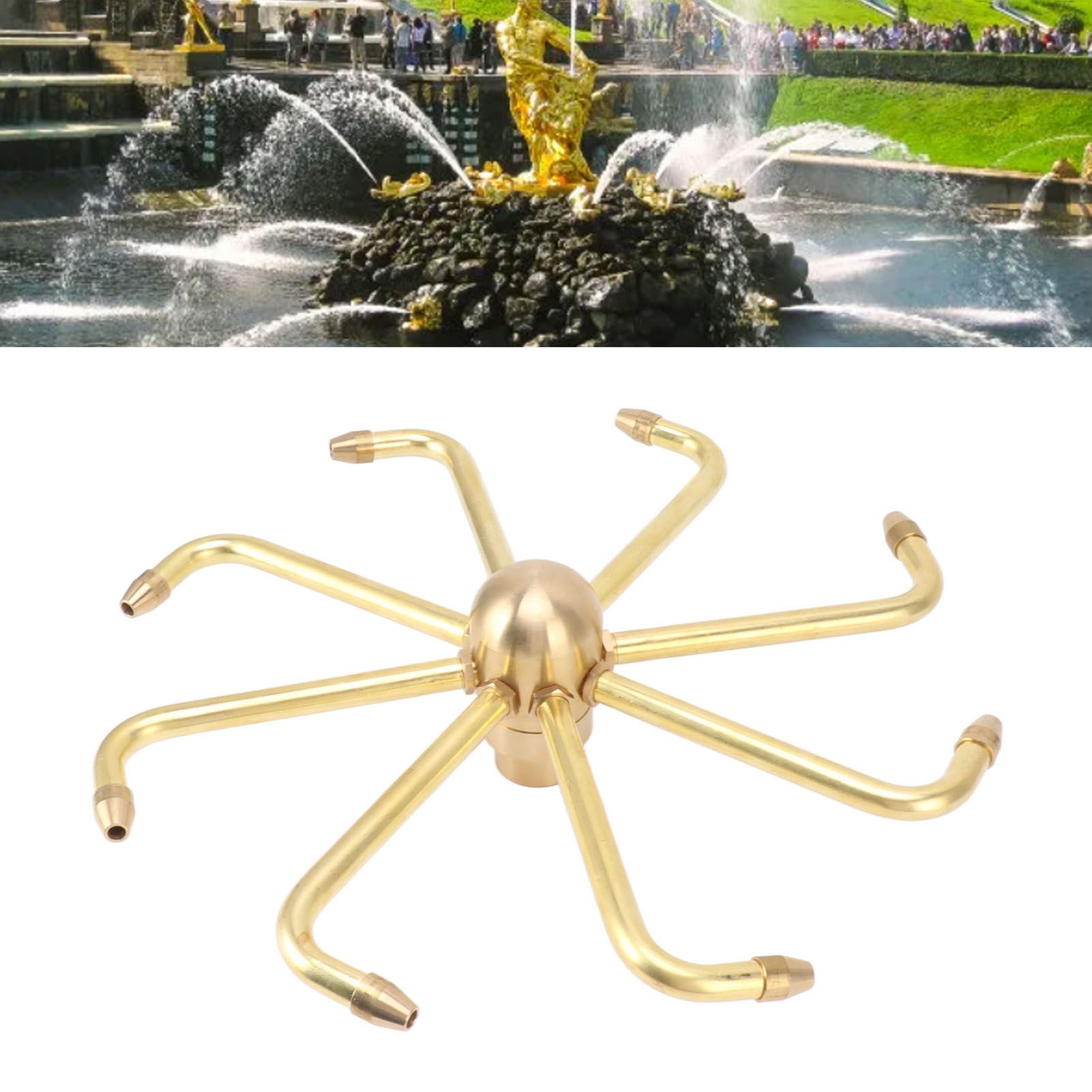 8 Holes Fountain Nozzles Brass Windmill Rotating Fountain Water Spray Head for view 12